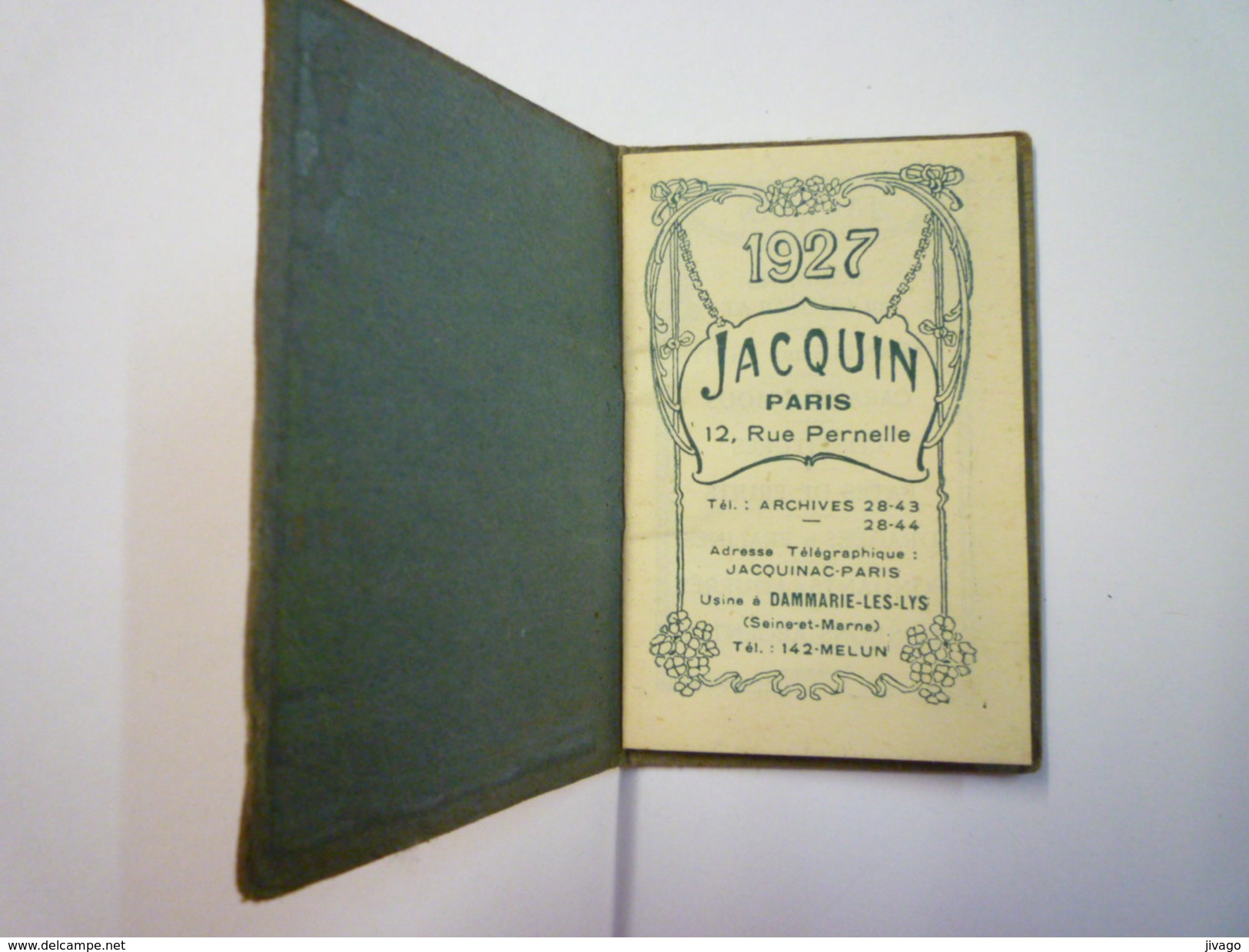 Joli  PETIT CALENDRIER  PUB  " JACQUIN "   1927    (format 5 X 7,7cm) - Small : 1921-40