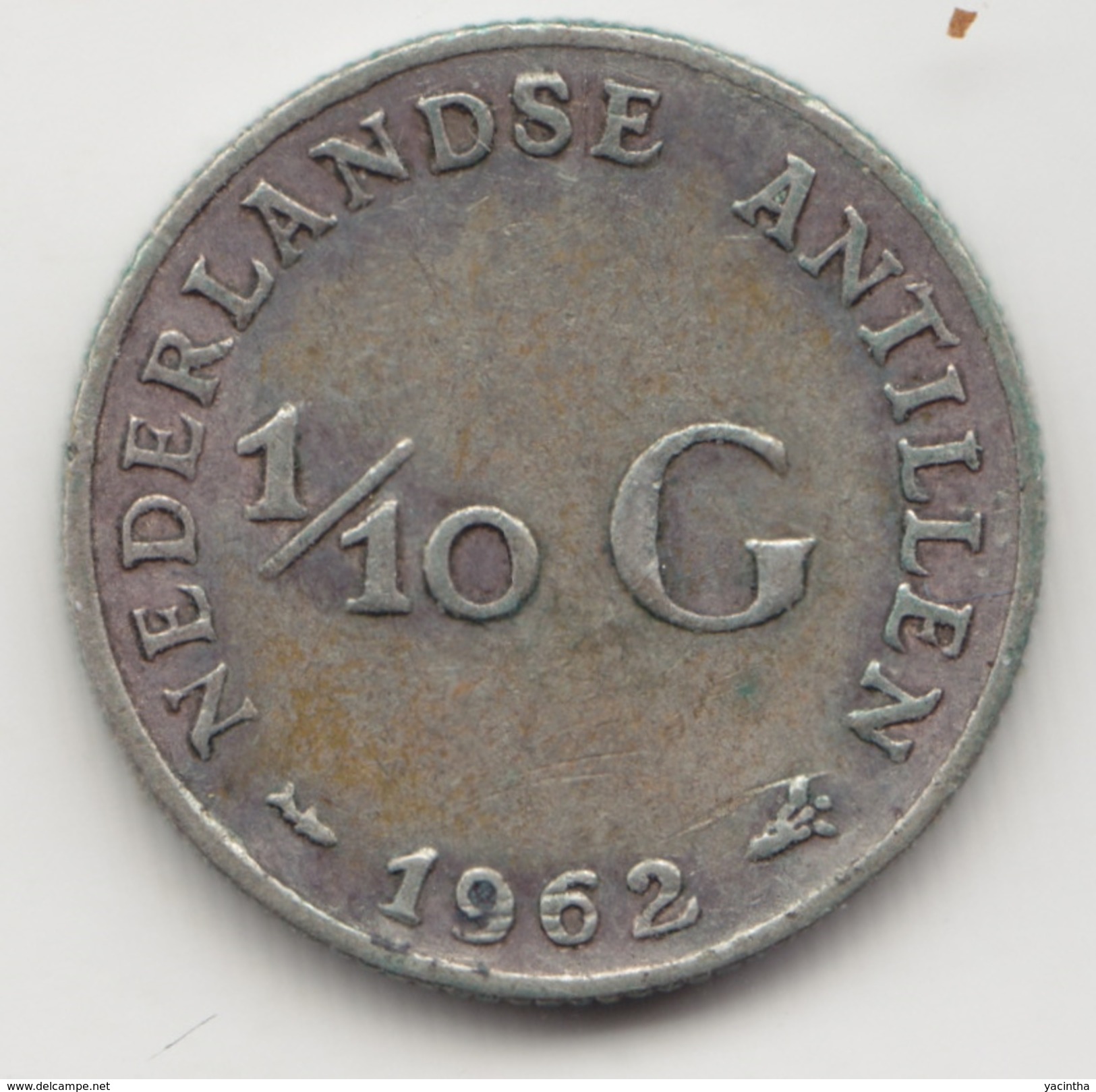 @Y@    Nederlandse Antillen  10 Cent  1962  ( 4565 )  Zilver - Antilles Néerlandaises