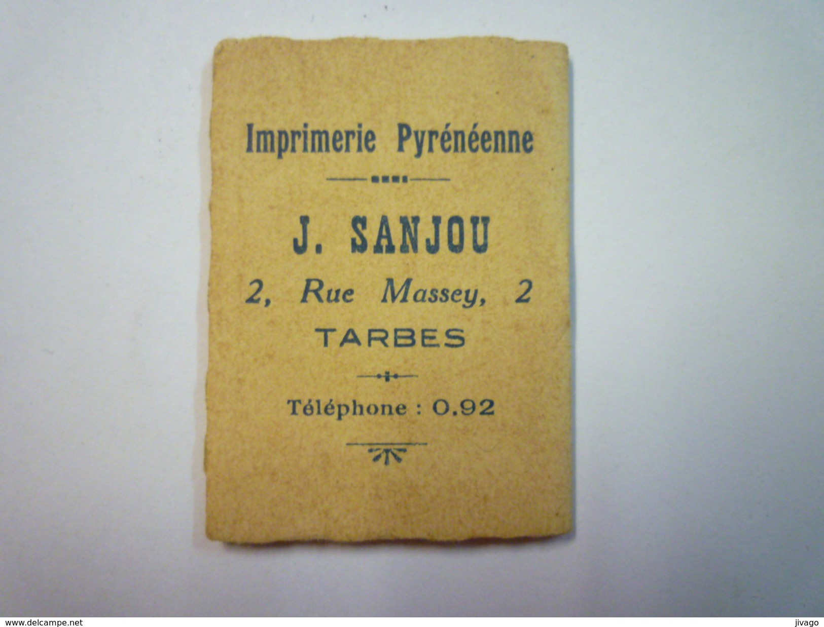 MINI  CALENDRIER  PUB  1933  J. SANJOU  Tarbes    (format 4 X 5,5cm) - Petit Format : 1921-40