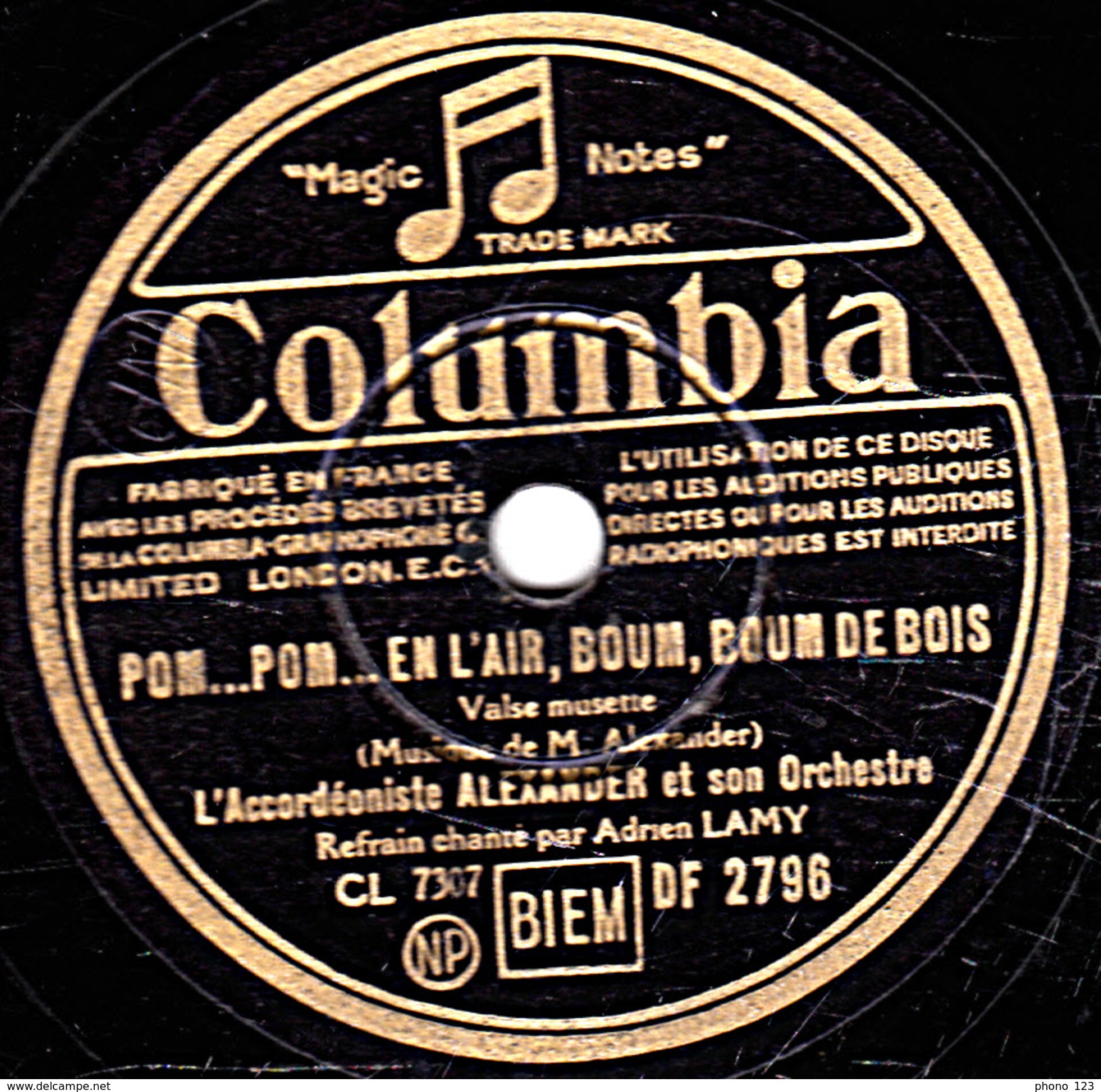 78 T.- 25 Cm - état B -  ALEXANDER - LA SEINE - POM   POM...EN L'AIR, BOUM, BOUM DE BOIS - 78 Rpm - Gramophone Records