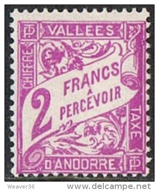 Andorra (French POs) SG FD99 1941 Postage Due 2f Unmounted Mint [29/26952/7MM] - Unused Stamps