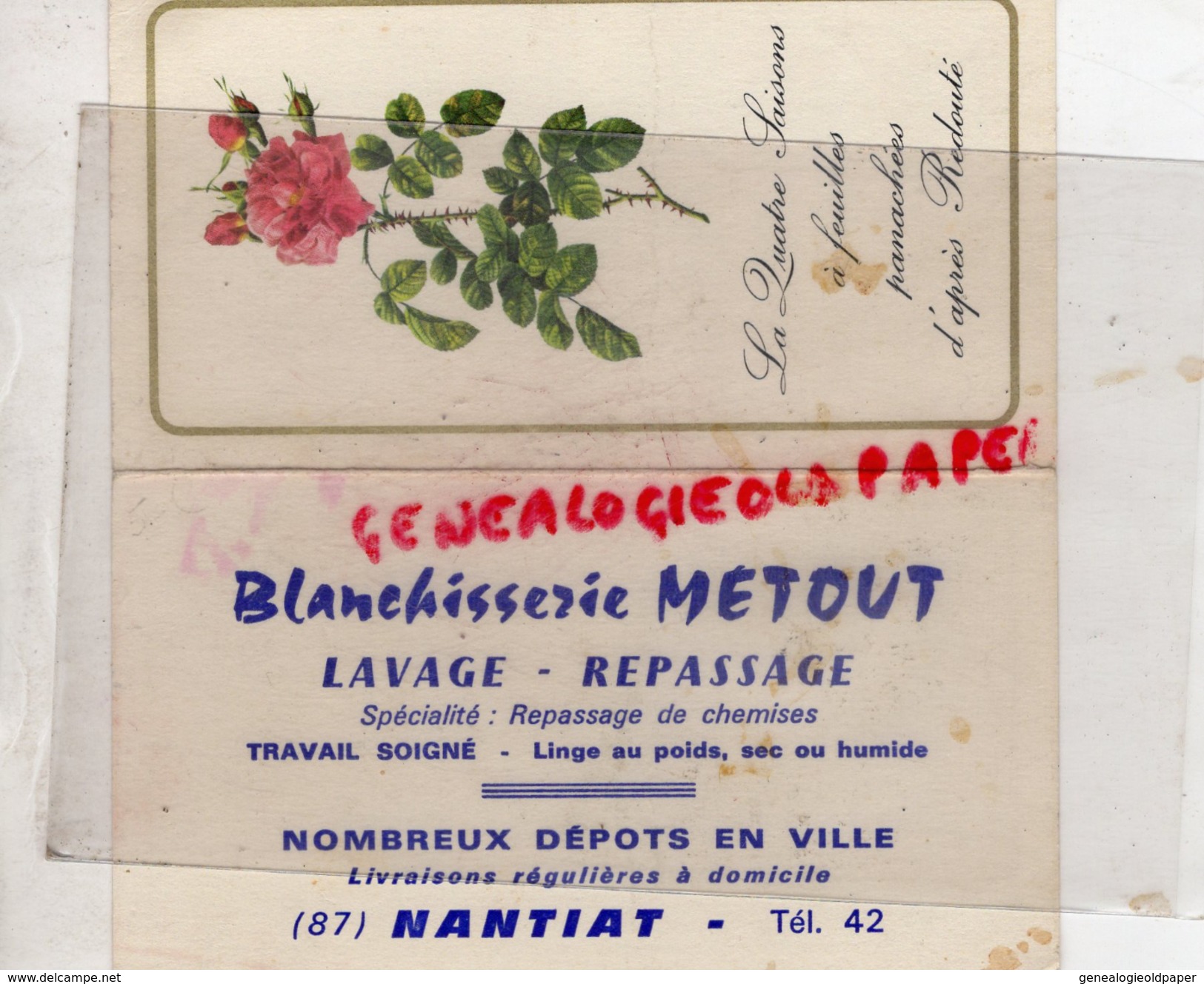 87 - NANTIAT - PETIT CALENDRIER BLANCHISSERIE METOUT - 1968 - Groot Formaat: 1961-70