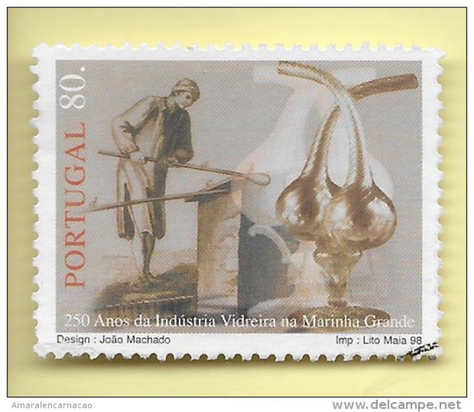 TIMBRES - STAMPS - PORTUGAL - 1998 - 250 ANS DE L&rsquo;INDUSTRIE EN VERRE MARINHA GRANDE - TIMBRE OBLITÉRÉ - Oblitérés