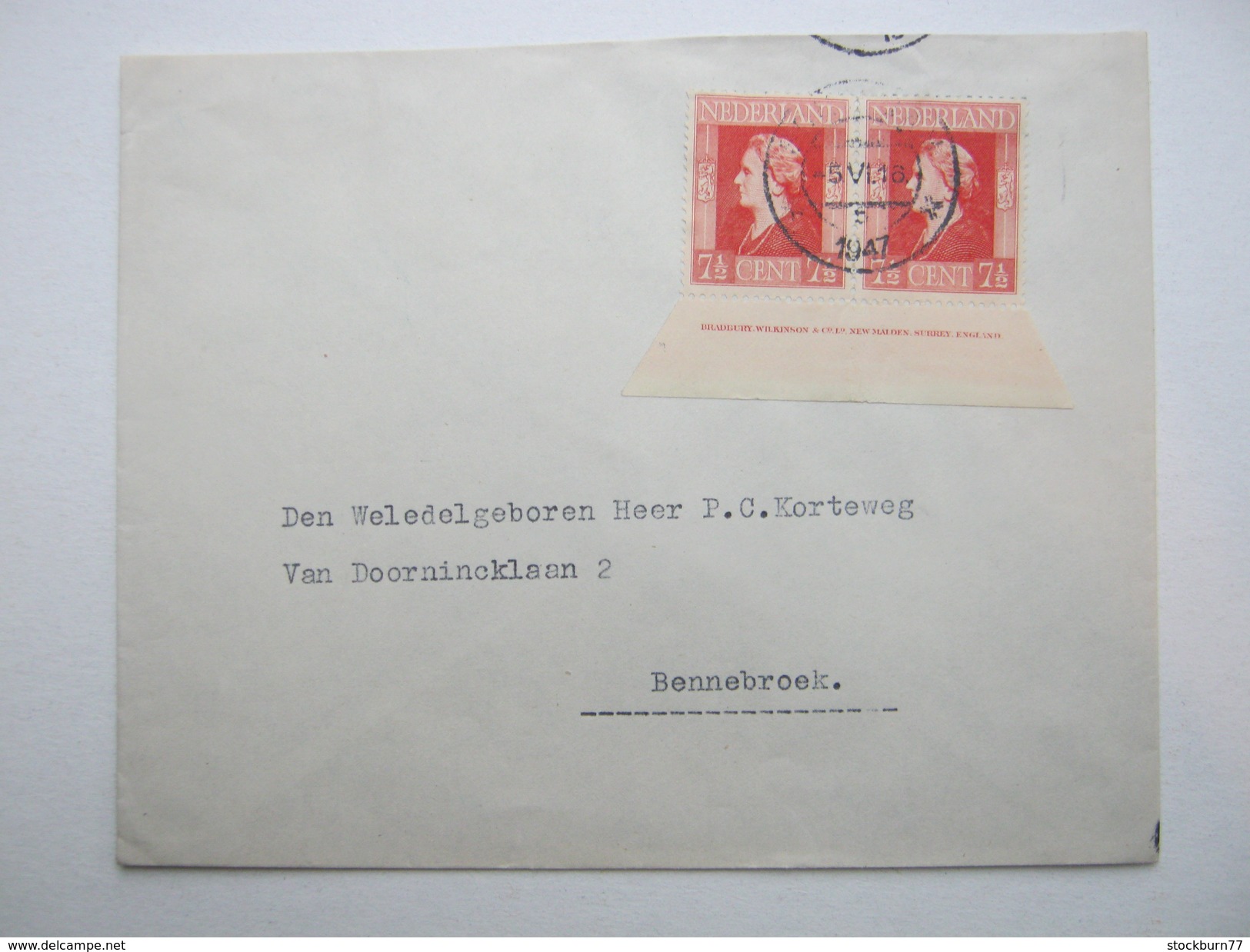 1947 , Brief Mit Randstück - Brieven En Documenten