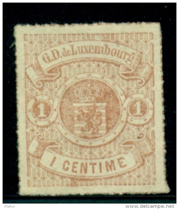 Luxembourg - 1867 - 1c Wapen Unused, No Gum - 1859-1880 Coat Of Arms