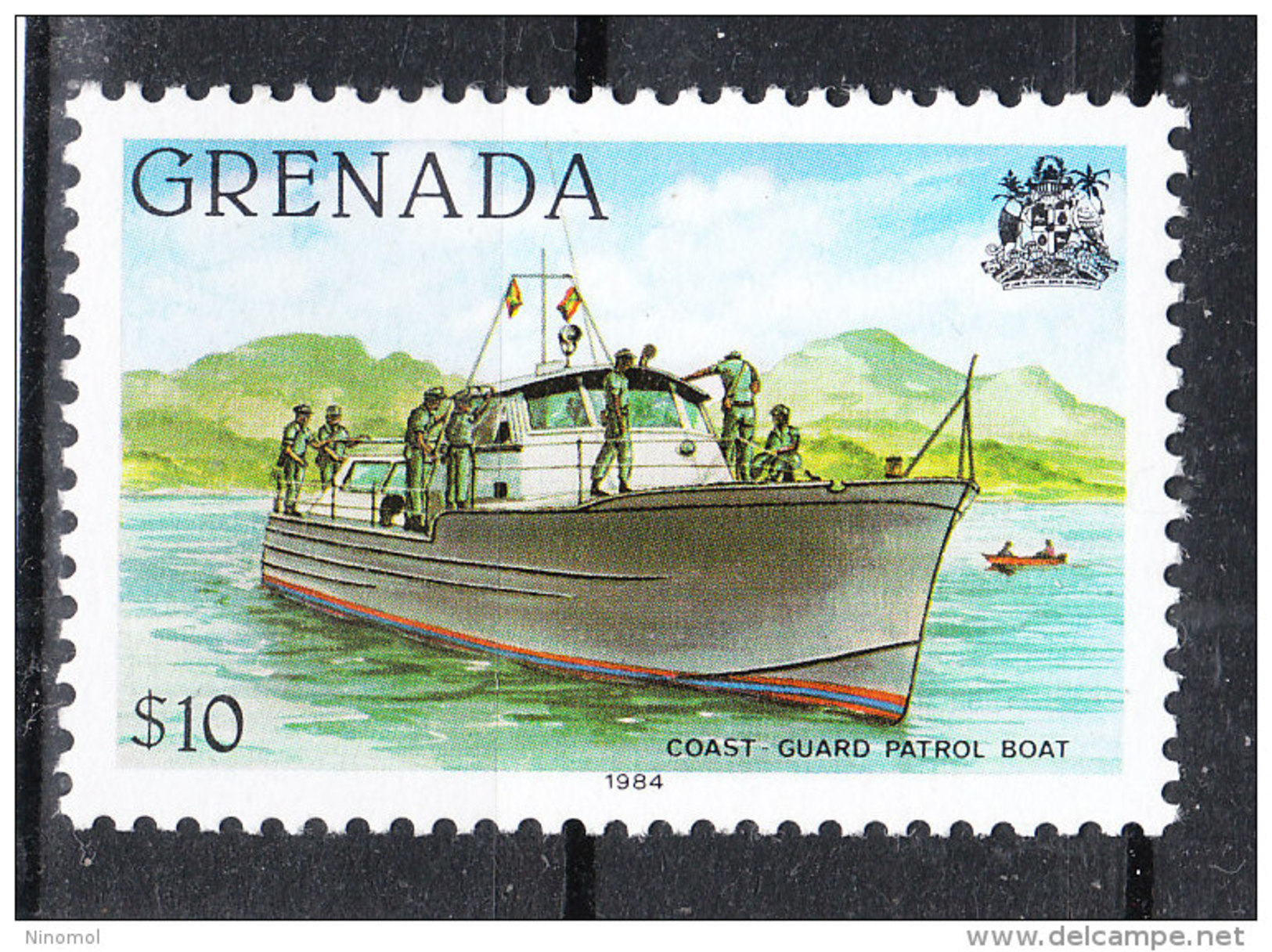 Grenada  -   1984.  Lancia Guardacoste.  Coast Guard Patrol Boat.  With Thousandths 1984. MNH, Rare! - Barche
