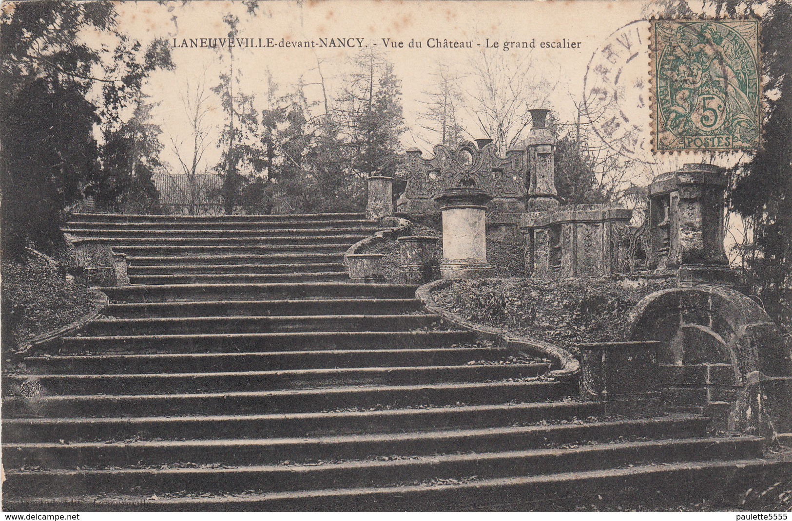 CPA- LANEUVEVILLE-devant-NANCY -  Vue Du Château- Le Grand Escalier Dép54 ( 2scans)marque Coins Album - Sonstige & Ohne Zuordnung