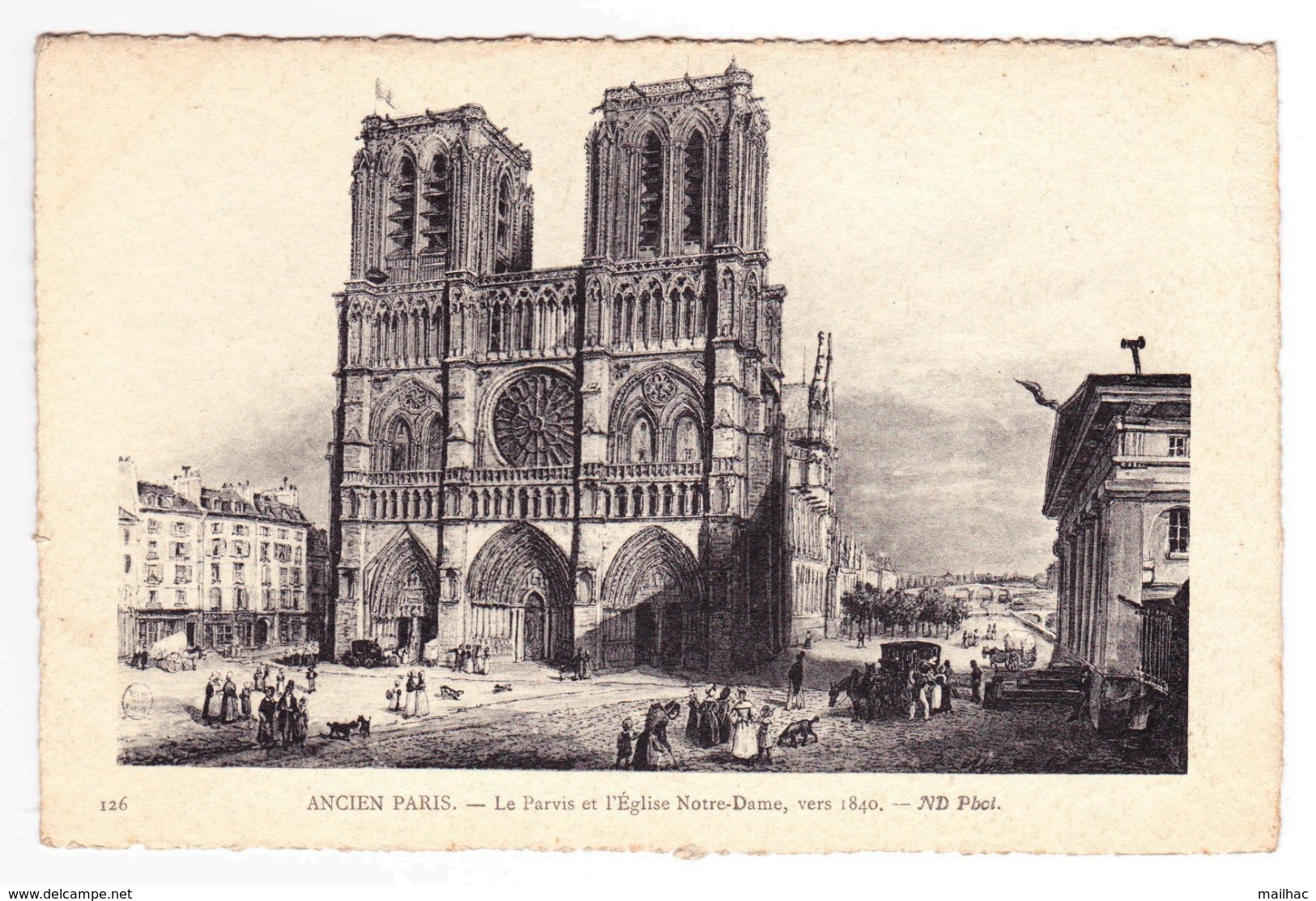 D 75 - ANCIEN PARIS - 126 - Le Parvis Et L'Eglise Notre-Dame Vers 1840 - Lots, Séries, Collections