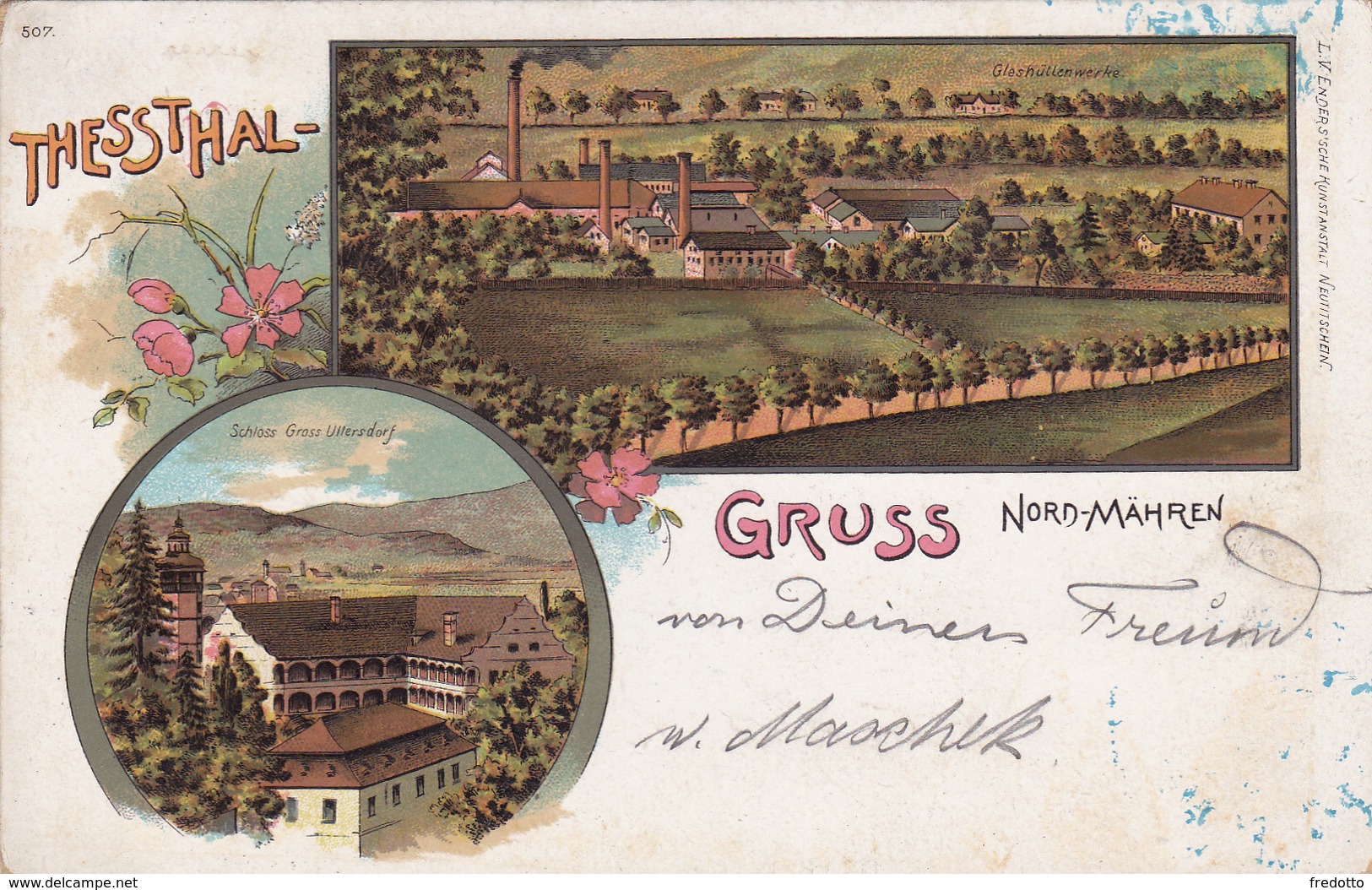 THESSTHAL-Gruss Nord-Mähren-Litho 1899 - Sonstige & Ohne Zuordnung