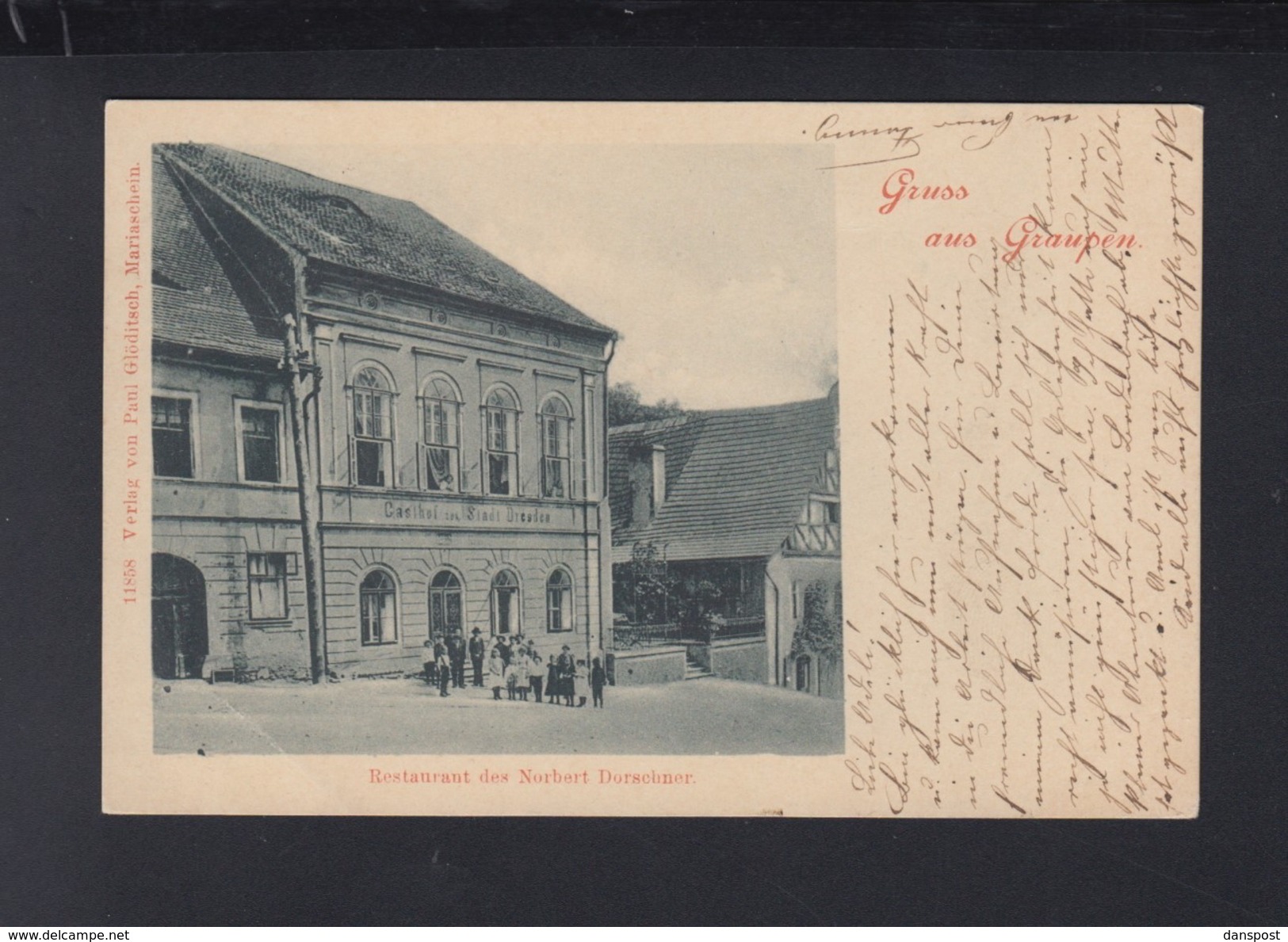 Tschechien Czechoslovakia AK Gruß Aus Graupen Krupka Restaurant Norbert Dorschner 1906 - Tschechische Republik