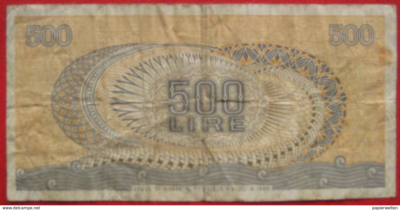 500 Lire 20.6.1966 (WPM 93a) - 500 Liras