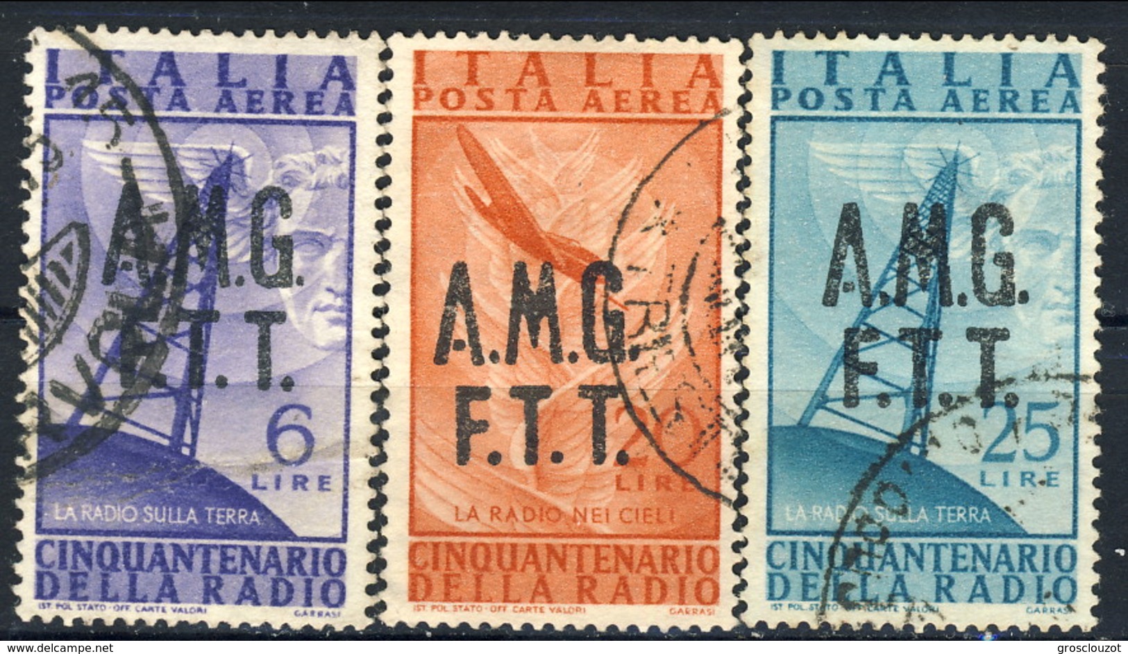 Trieste Zona A Posta Aerea 1947 N. 7 E 9-10 Usati &euro; 29 - Poste Aérienne