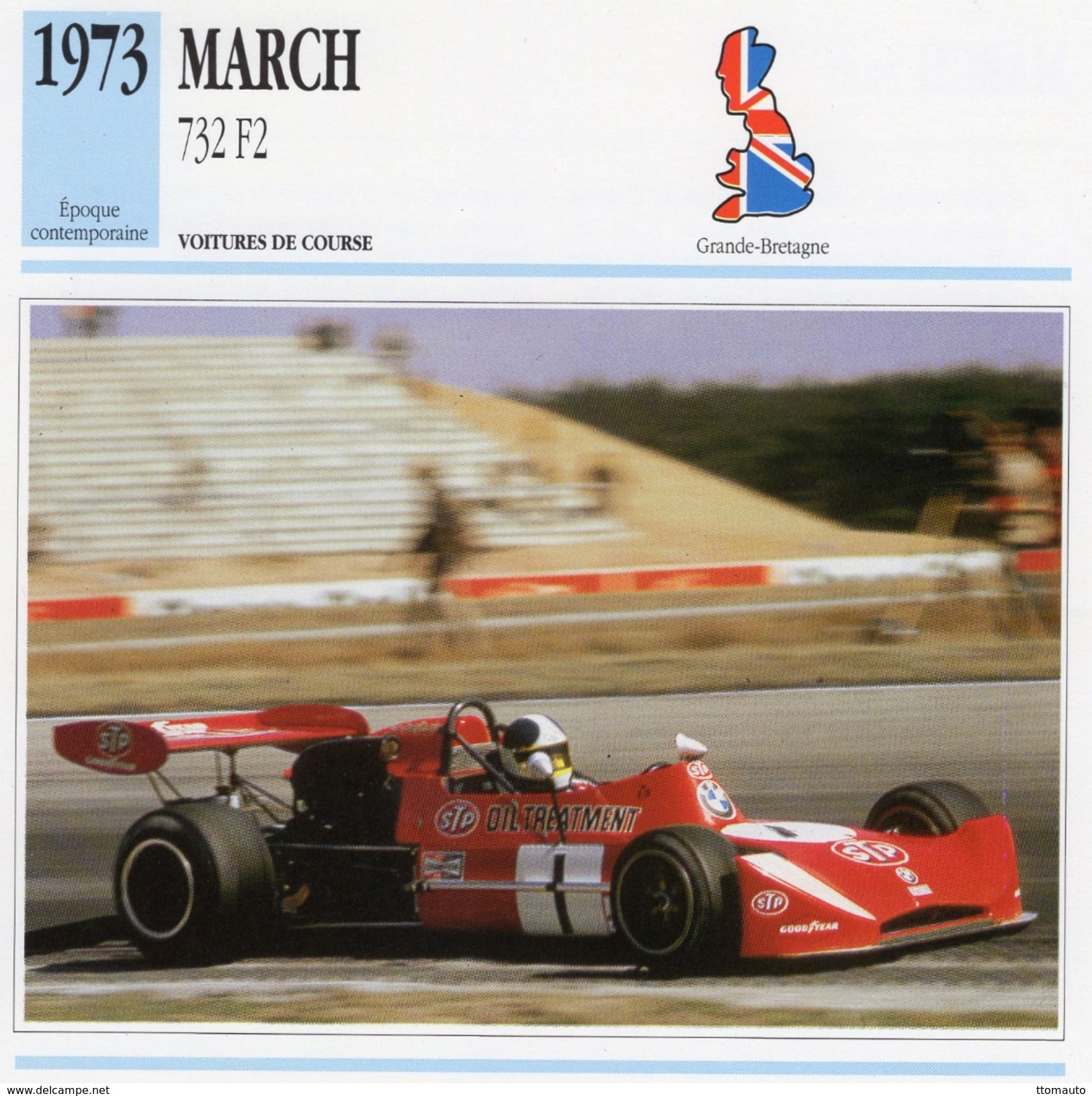 Fiche  -  Formula 2 Monoposto Cars  -  March 732  -  1973  -  Pilote Jean-Pierre Jarier    - Carte De Collection - Grand Prix / F1