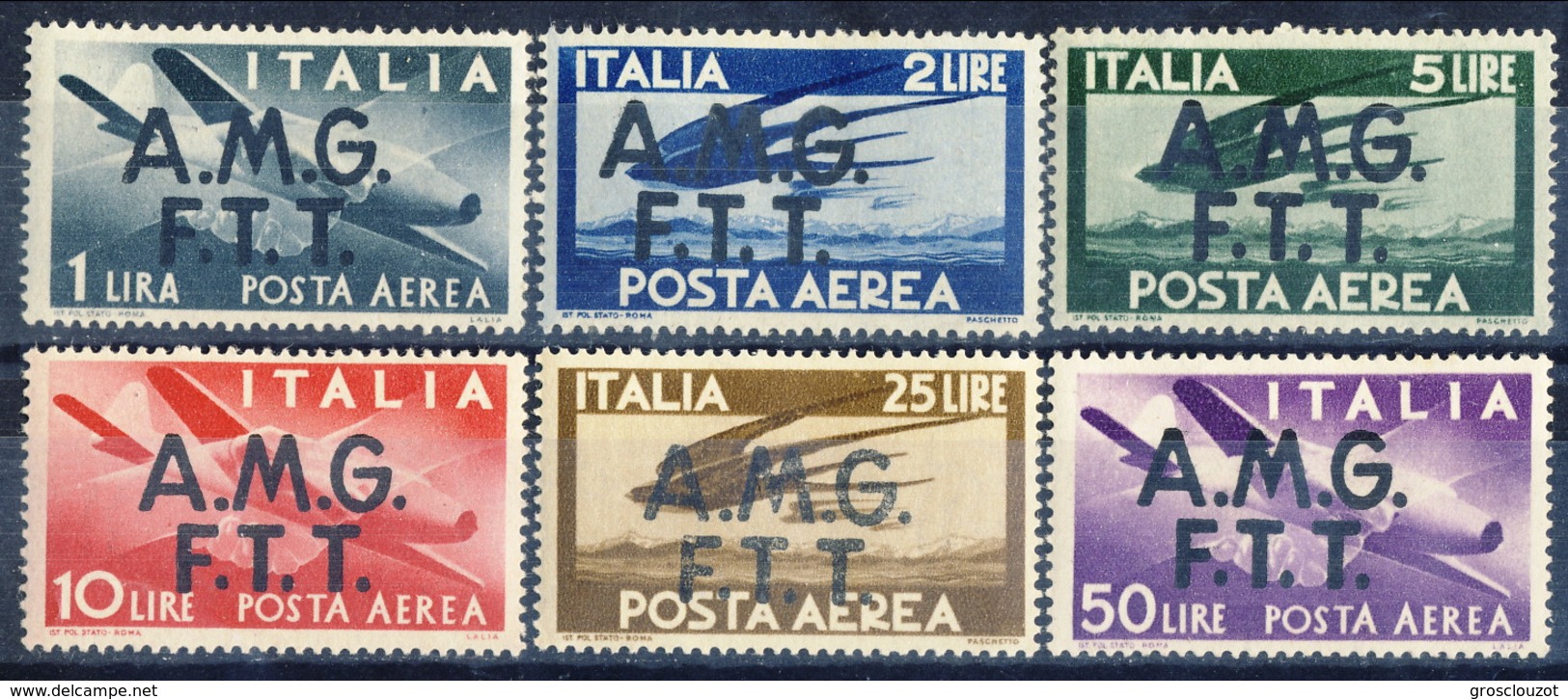 Trieste Zona A Posta Aerea 1947 Serie N. 1-6 MNH Centratissimi E Grande Freschezza &euro; 330 - Poste Aérienne