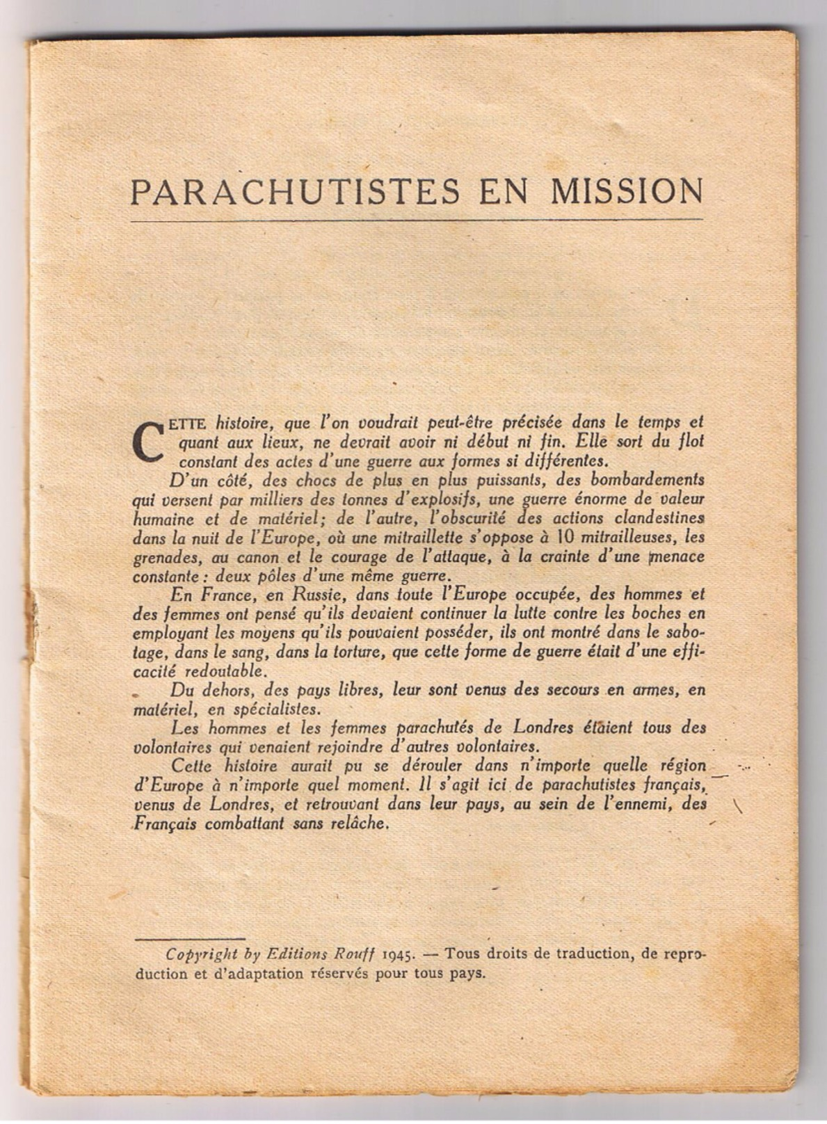 Livre Revue De Michel Norac (parachutistes En Mission Editions Roubb 1945 Collection Patrie Libérée  N° 6 - Guerre 1939-45