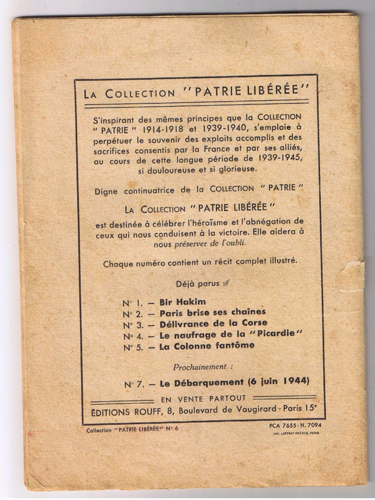 Livre Revue De Michel Norac (parachutistes En Mission Editions Roubb 1945 Collection Patrie Libérée  N° 6 - Guerre 1939-45