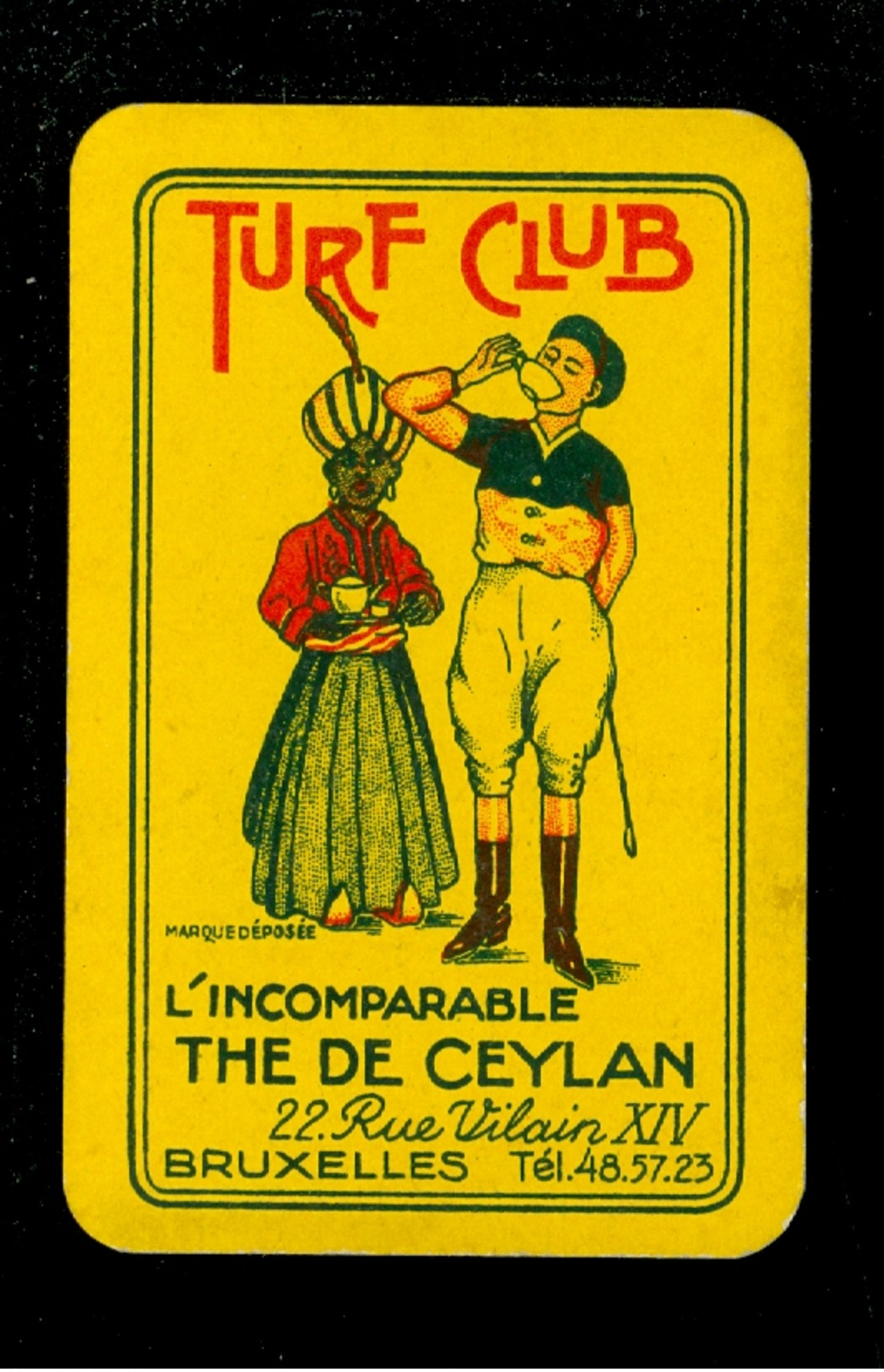 Speelkaart ( 0175 ) 1 Losse Kaart - Publicité Reclame Thé  Turf Club  Bruxelles - Cartes à Jouer Classiques