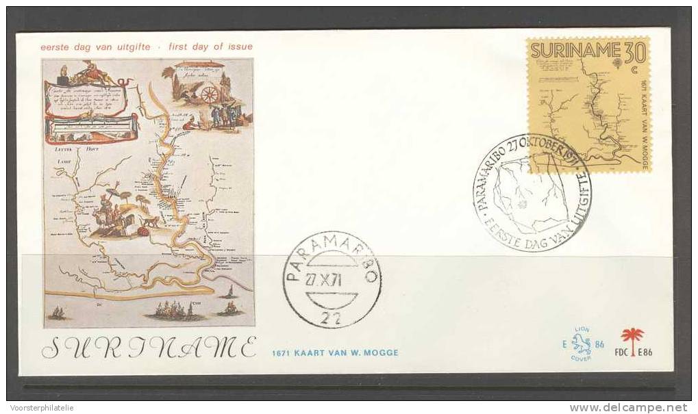 SURINAME 1971 FDC E86  BLANCO VERY FINE - Suriname ... - 1975