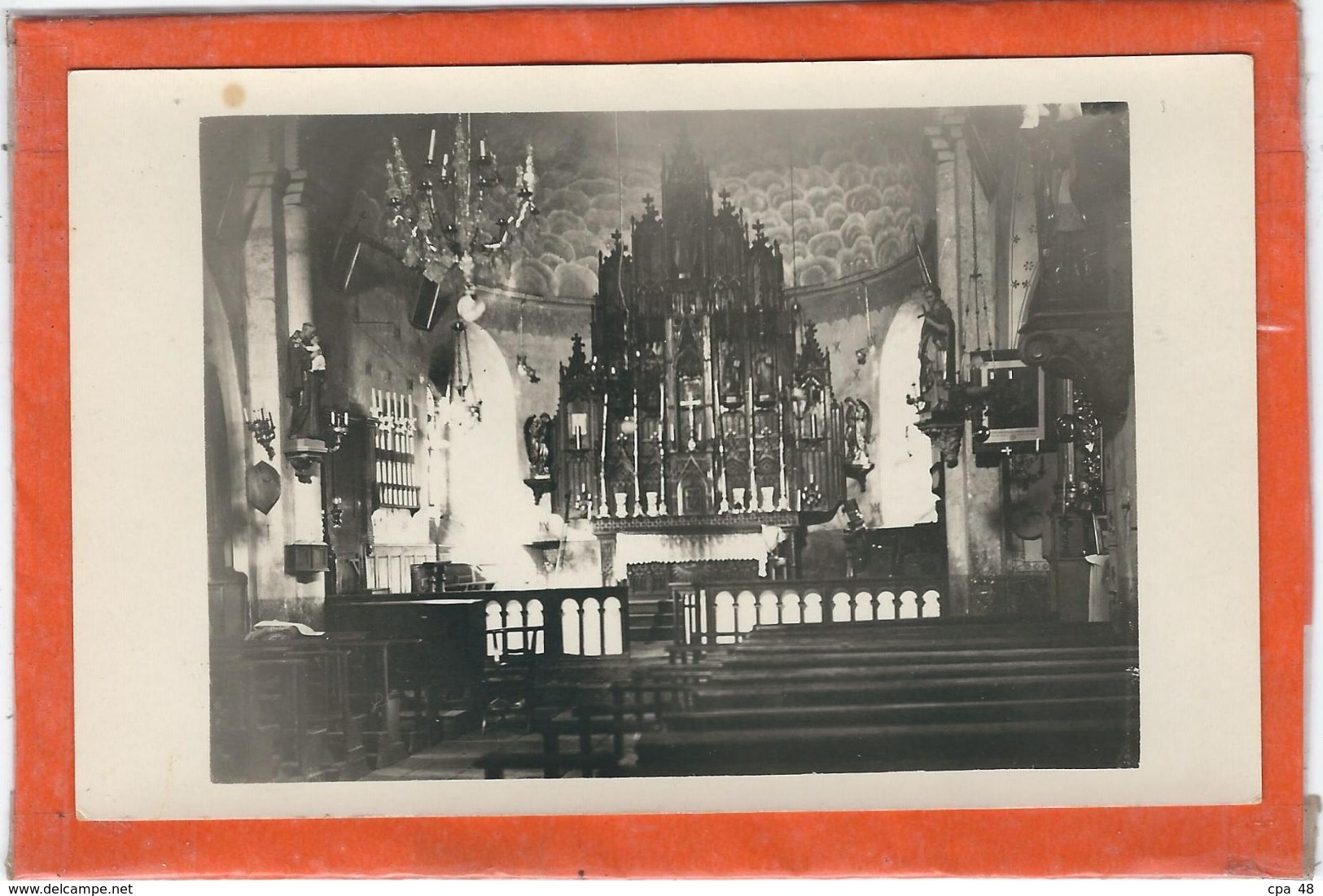 Lozere : St Gal, Interieur De L'Eglise, Carte-Photo - Other & Unclassified