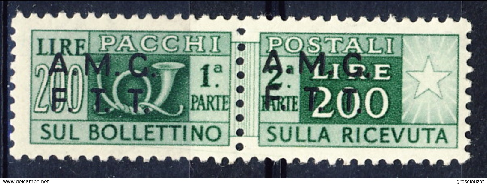 Trieste Zona A Pacchi 1947-48 N.10 L.200 Verde MNH Ben Centrato, Splendide Condizioni Cat. &euro 725 - Postpaketen/concessie