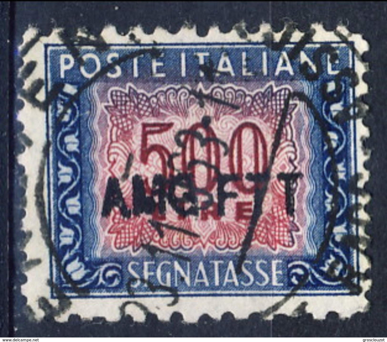 Trieste Zona A Tasse 1945 - 54 N. 28 L. 500 Azzurro E Lilla Usato Cat. &euro; 140 - Segnatasse