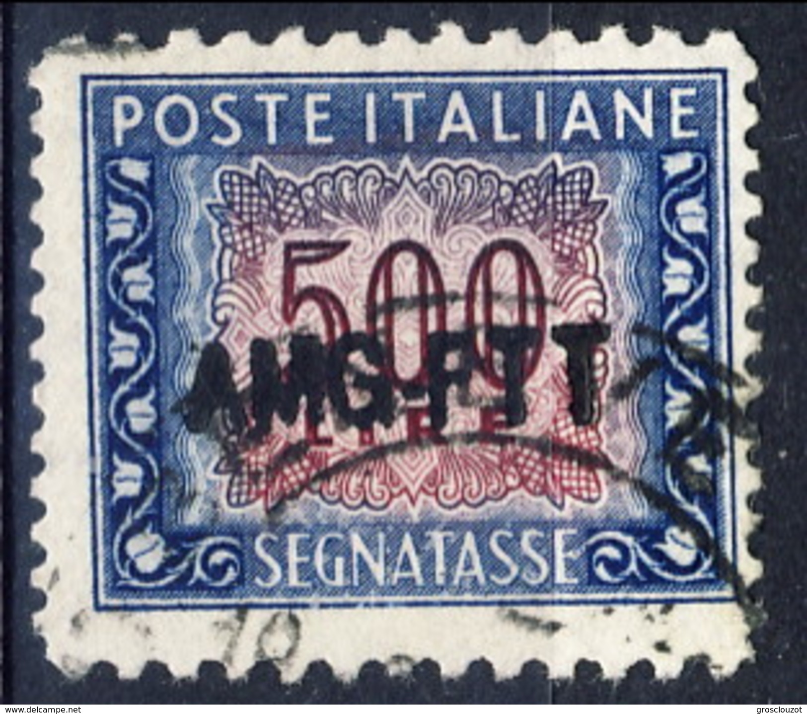 Trieste Zona A Tasse 1945 - 54 N. 28 L. 500 Azzurro E Lilla Usato Cat. &euro; 140 - Portomarken