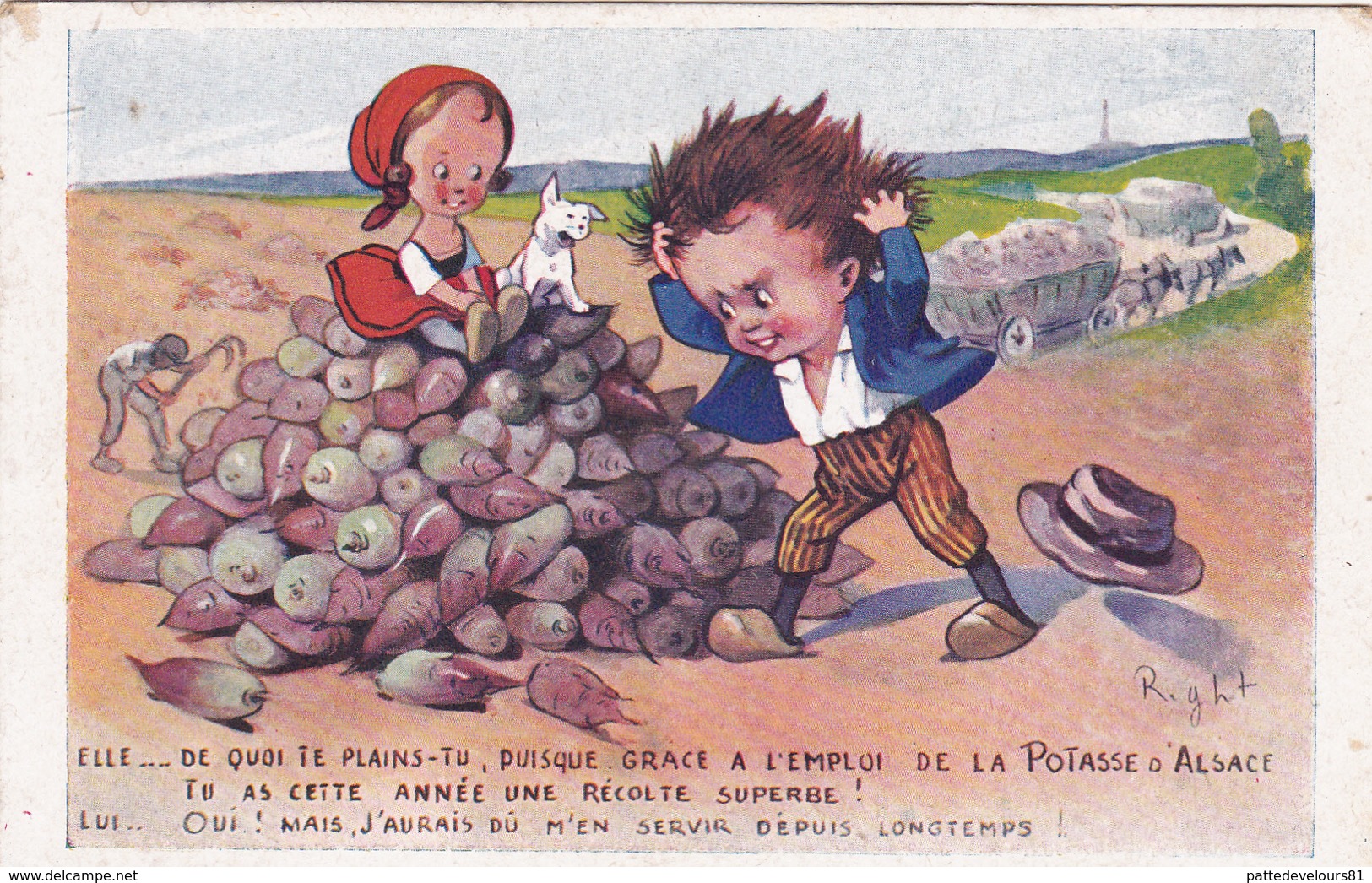 CPA Publicité Enfant Betterave Pub Potasse D'Alsace Agriculture Humour Illustrateur RIGHT - Right