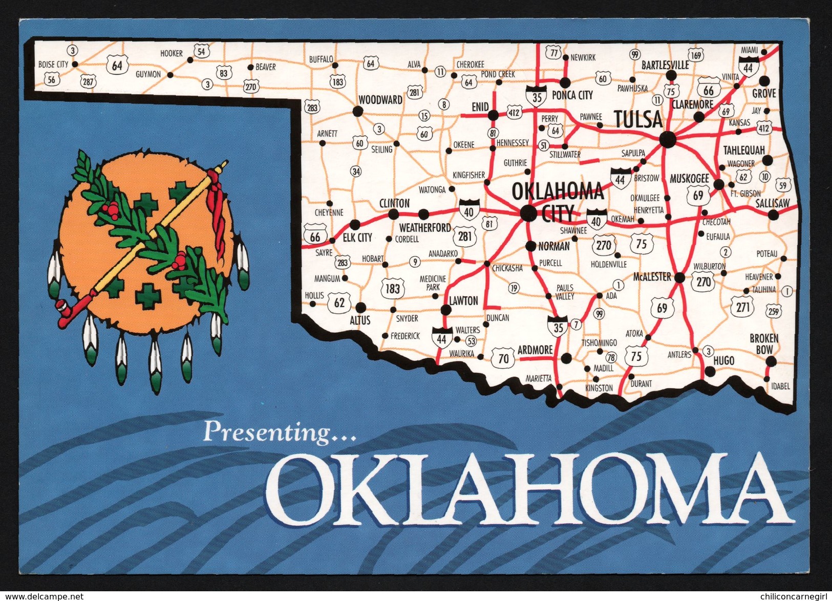 Carte Géographique De L'Oklahoma - Oklahoma City - Bartlesville - Mc Alester - Tulsa - PRAIRIE - Andere & Zonder Classificatie