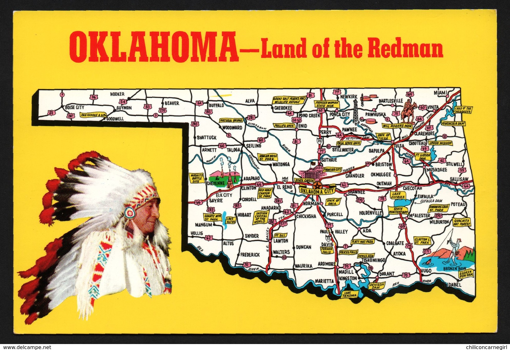 Carte Géographique De L'Oklahoma - Land Of The Redman - Indien - STORER'S Cards - Autres & Non Classés