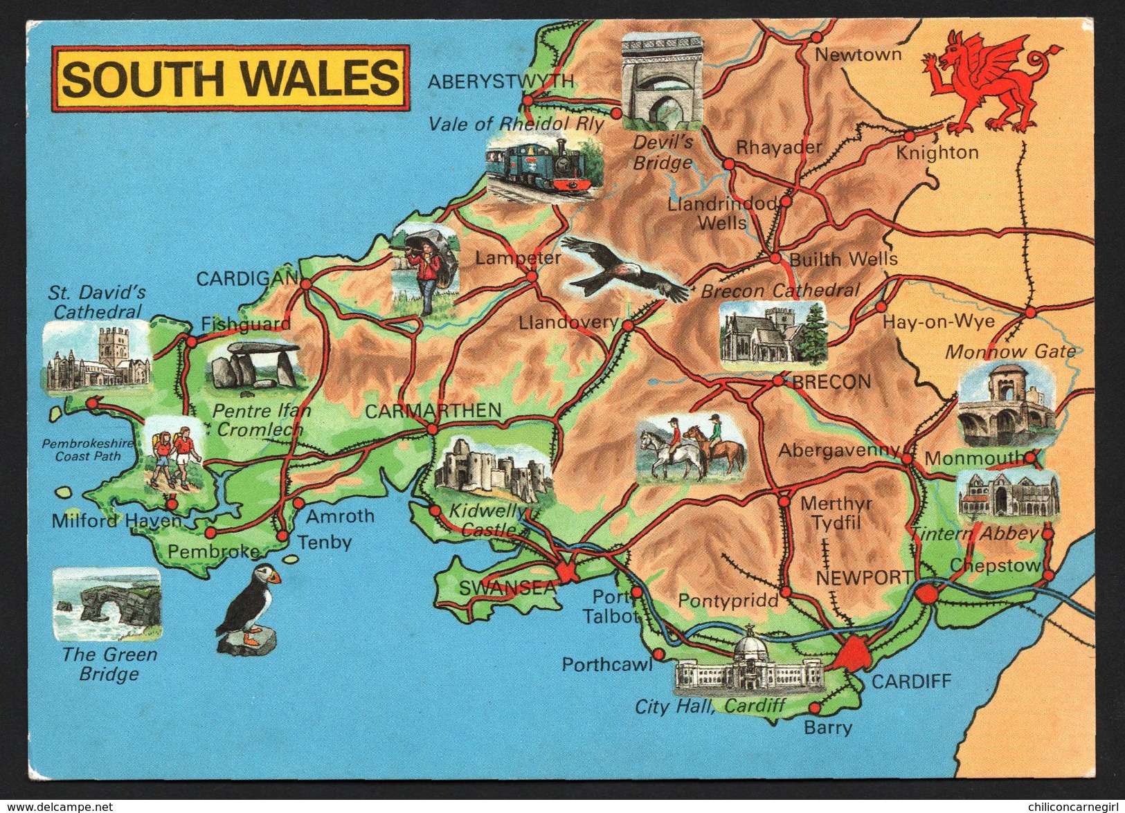 Carte Géographique De South Wales - Bercon - The Green Bridge - Monnow Gate - Cardiff - JUDGES - Autres & Non Classés