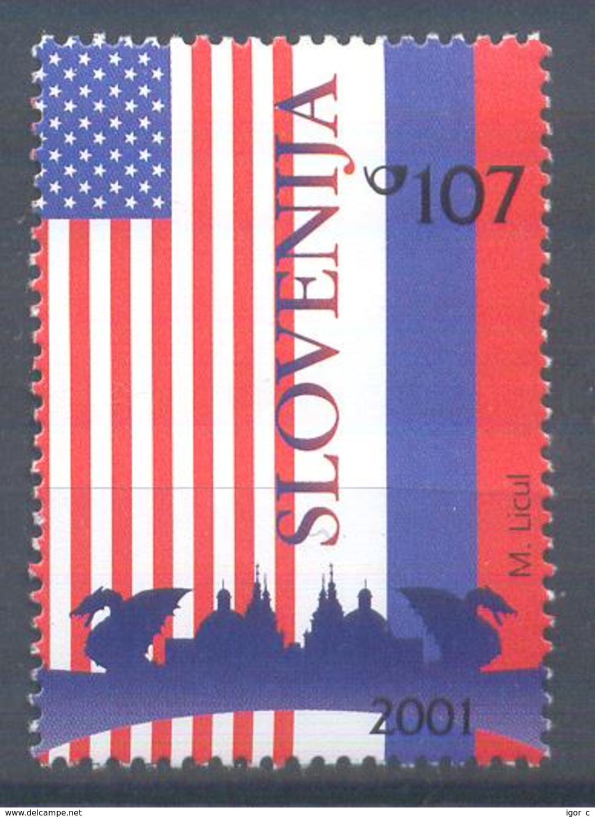 Slovenia Slovenie Slowenien 2001 Mint MNH **: National Flags Of USA And Russia; Stars; Bush Putin Meeting In Ljubljana - Stamps