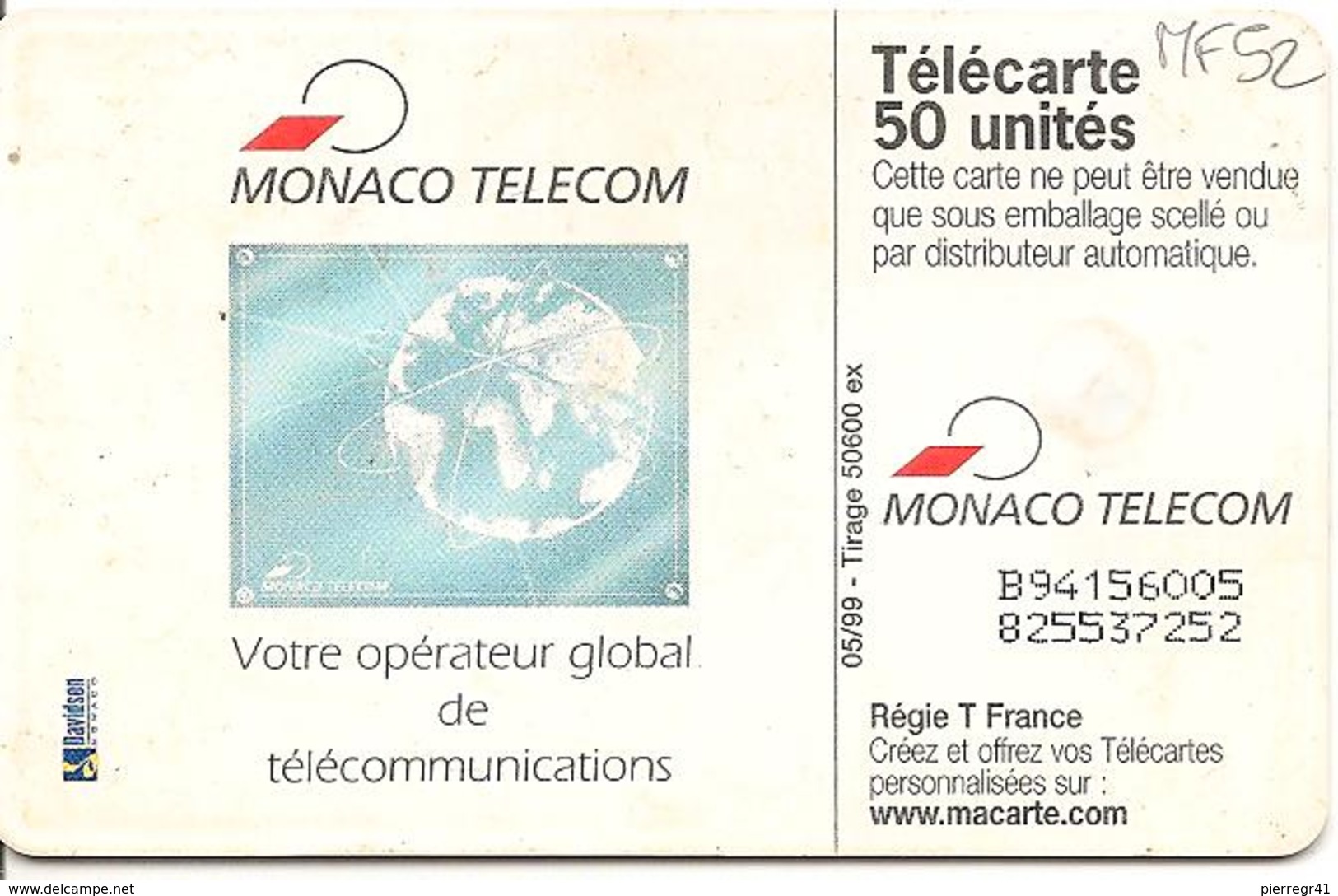 CARTE°-PUCE-MONACO-50U-MF 52-GEMA-JUBILE Du PRINCE De MONACO-UTILISE-TBE- - Monaco