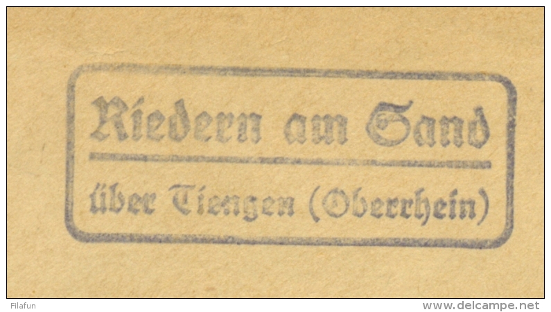 Deutsches Reich - 1938 - Landpost Stempel Riedern Am Sand über Tiengen (Oberrhein) - Front Only - Altri & Non Classificati