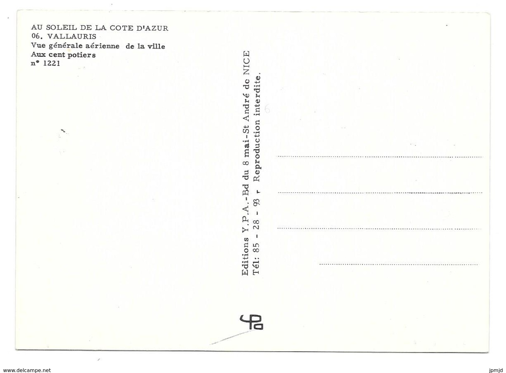 06 - VALLAURIS - Vue Générale Aérienne De La Ville Aux Cent Potiers - Ed. YPA N° 1221 - Vallauris