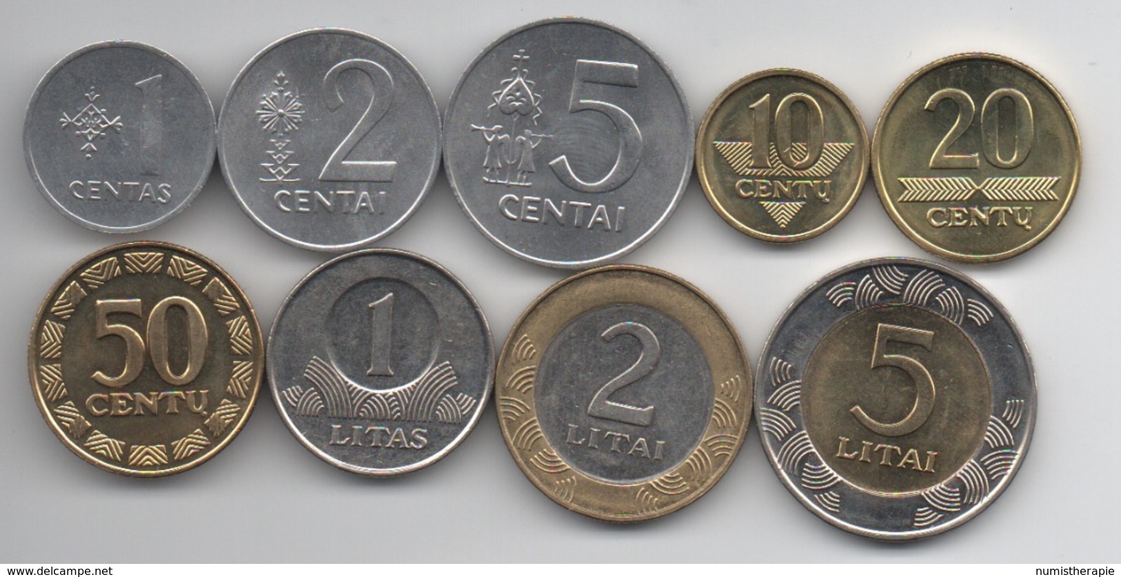 Lituanie : Série Complète De 9 Pièces UNC (ou Presque) 1991-2010 Dont 2 Pièces BIMETAL - Lituania