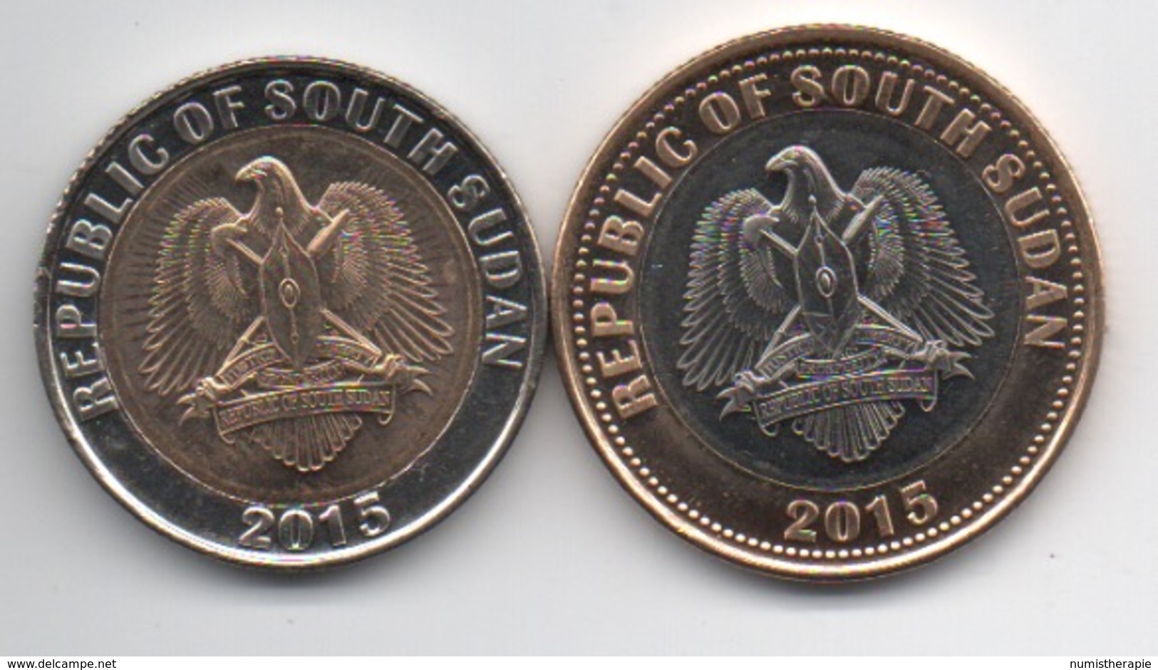 Soudan Du Sud : Lot De 2 Pièces 1 Pound & 2 Pounds 2015 UNC BIMETAL : Diamètre 25/27 Mm - Soudan Du Sud