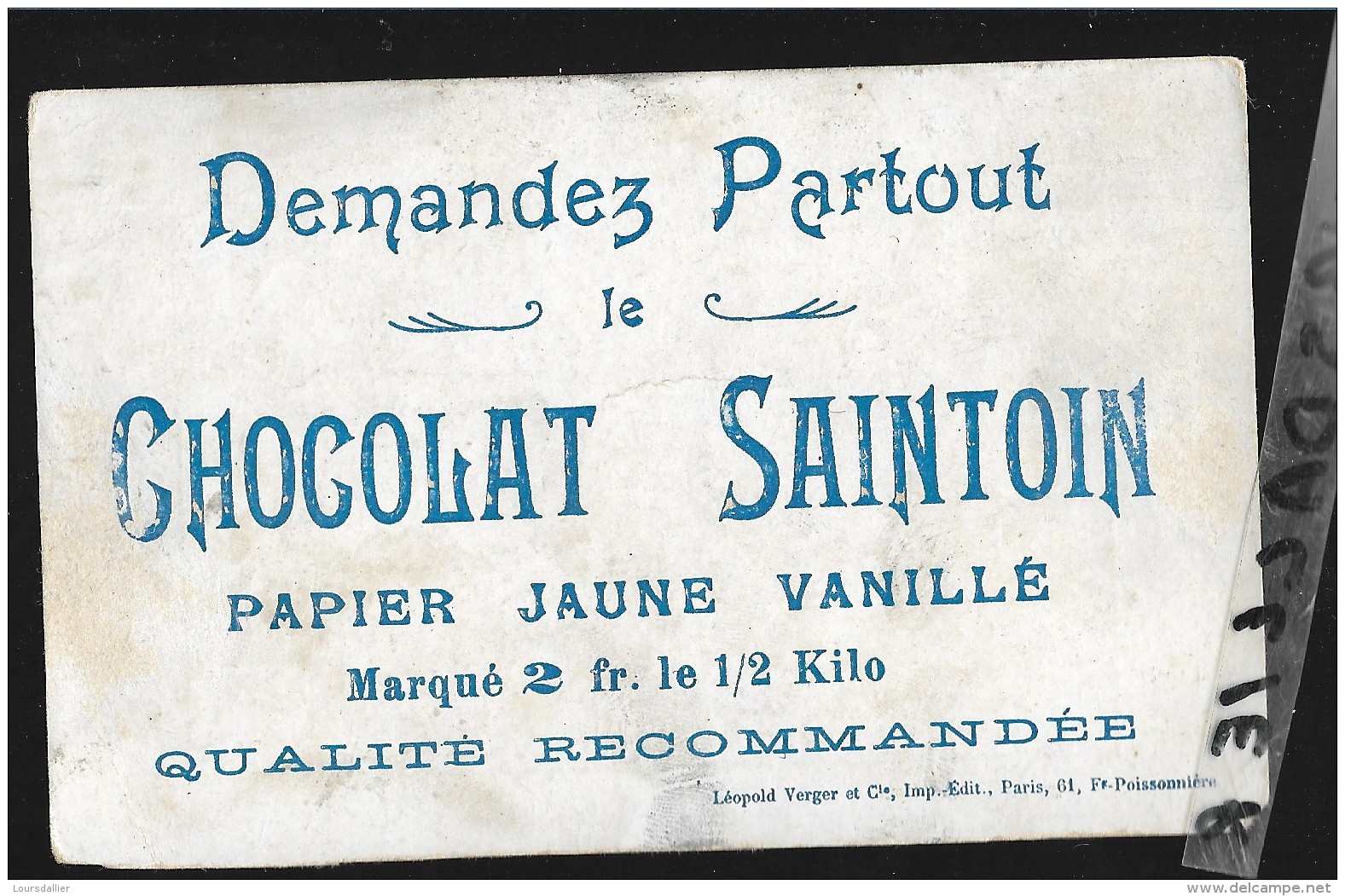 CHROMO Chocolat SAINTOIN Orléans Dorée PATRIE Mlle DELVAIR - Autres & Non Classés