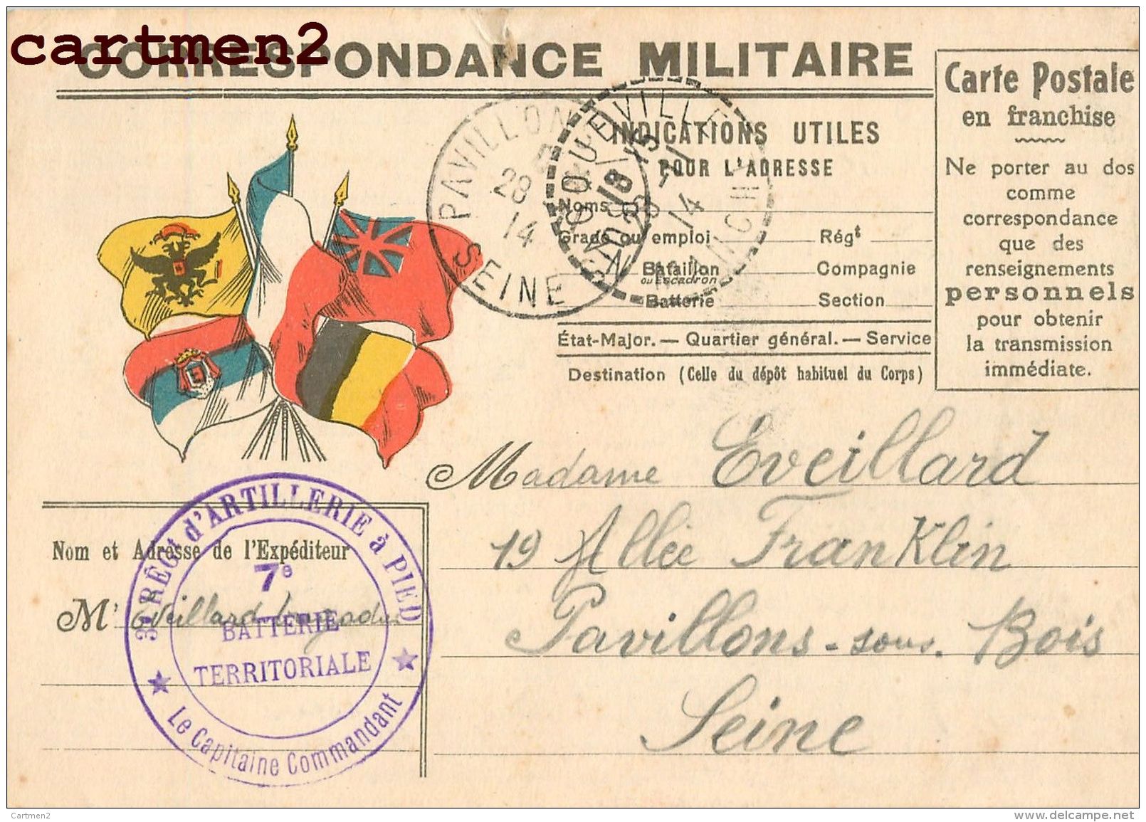 27 CPA LETTRES DEFENSE ILE DE BREHAT 3e REGIMENT D'ARTILLERIE A PIED SOLDAT EVEILLARD POINTE DE L'ARCOUEST GUERRE - Ile De Bréhat