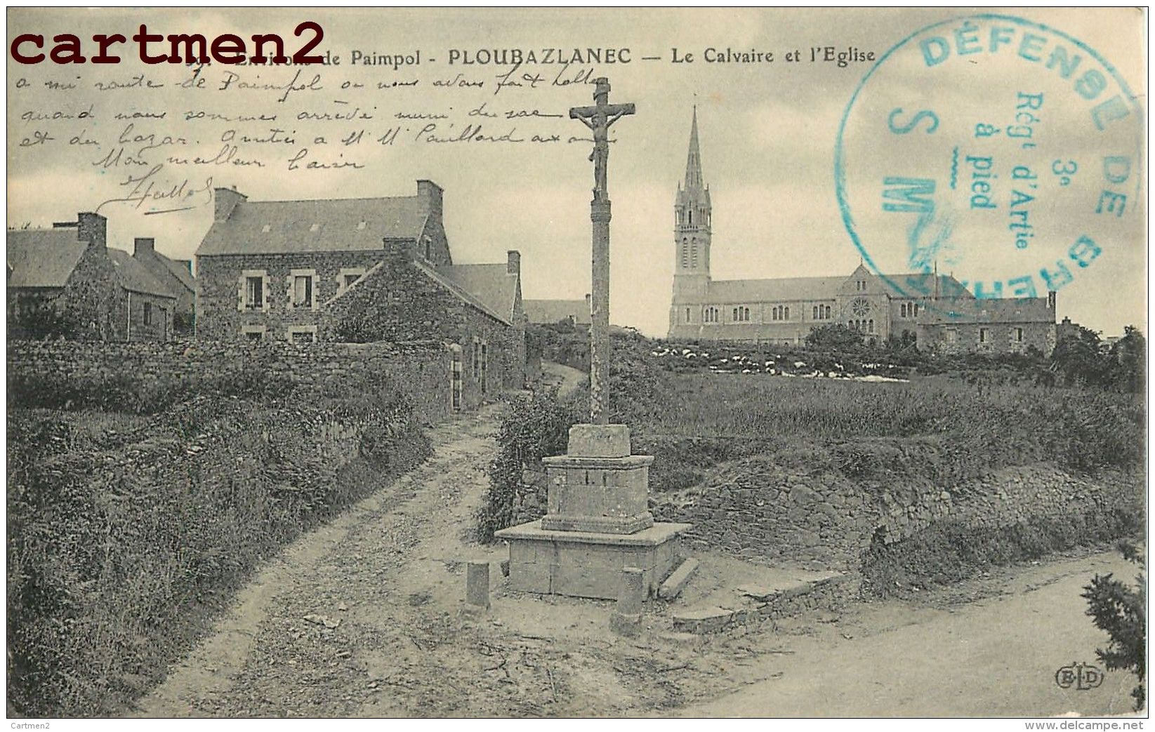 27 CPA LETTRES DEFENSE ILE DE BREHAT 3e REGIMENT D'ARTILLERIE A PIED SOLDAT EVEILLARD POINTE DE L'ARCOUEST GUERRE