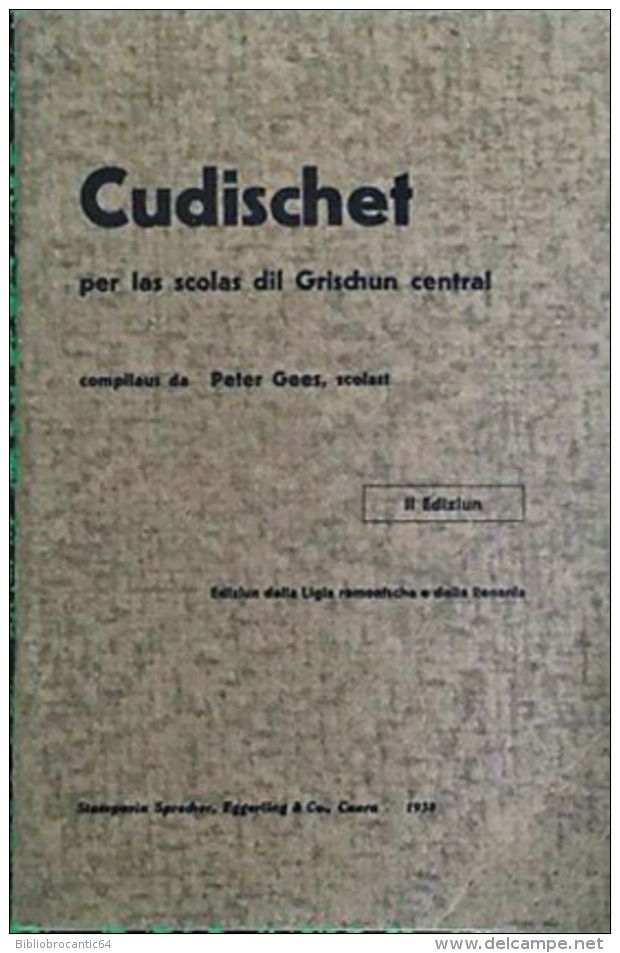 *CUDISCHET* Per Les Scolas Dit Grischuu Central (en RHETO-ROMAN) Par Peter GEES 1938 - Culture