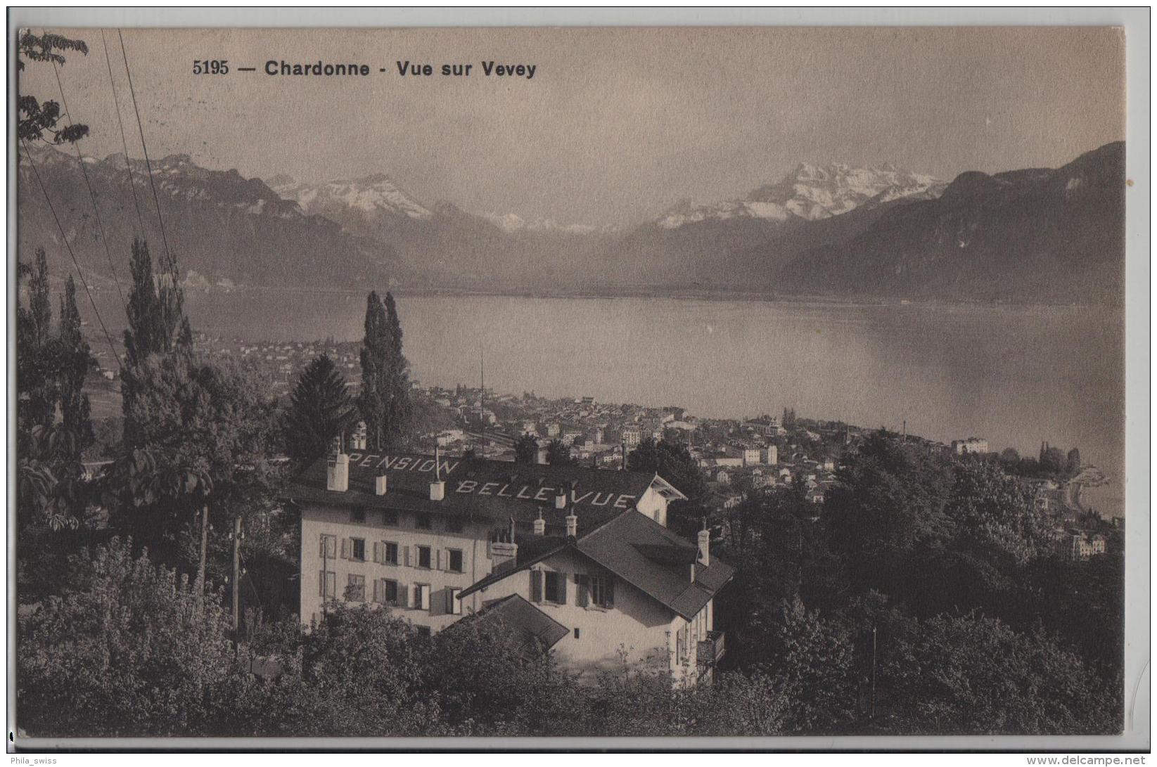 Chardonne - Vue Sur Vevey - Pension Bellevue - Phototypie No. 5195 - Vevey