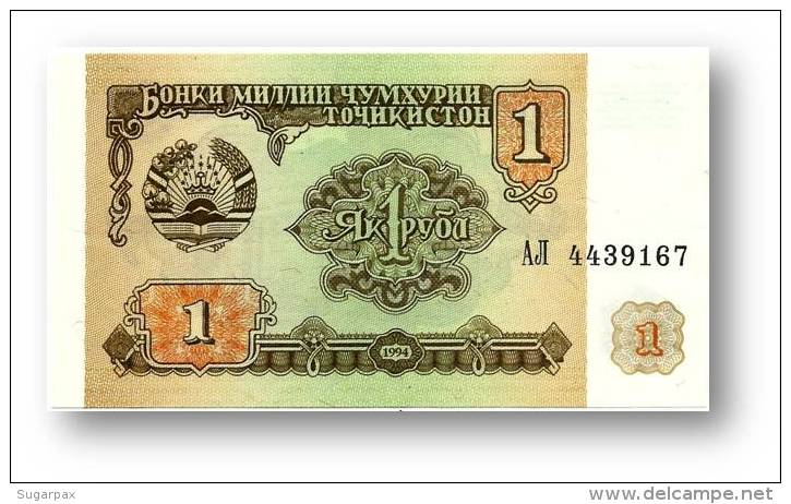 TAJIKISTAN - 1 Ruble - 1994 - Pick 1 - UNC - Serie  AL ( ÐÐ› ) - The National Bank Of The Republic - Tadschikistan