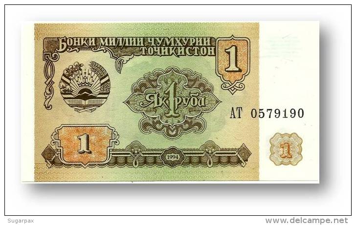 TAJIKISTAN - 1 Ruble - 1994 - Pick 1 - UNC - Serie  AT ( AT ) - The National Bank Of The Republic - Tajikistan