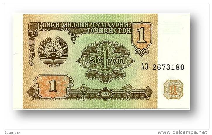 TAJIKISTAN - 1 Ruble - 1994 - Pick 1 - UNC - Serie  AZ ( ÐÐ— ) - The National Bank Of The Republic - Tajikistan