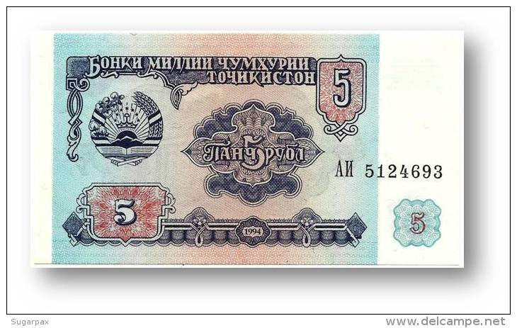 TAJIKISTAN - 5 Rubles - 1994 - Pick 2 - UNC - Serie  AI ( ÐÐ˜ ) - The National Bank Of The Republic - Tadjikistan