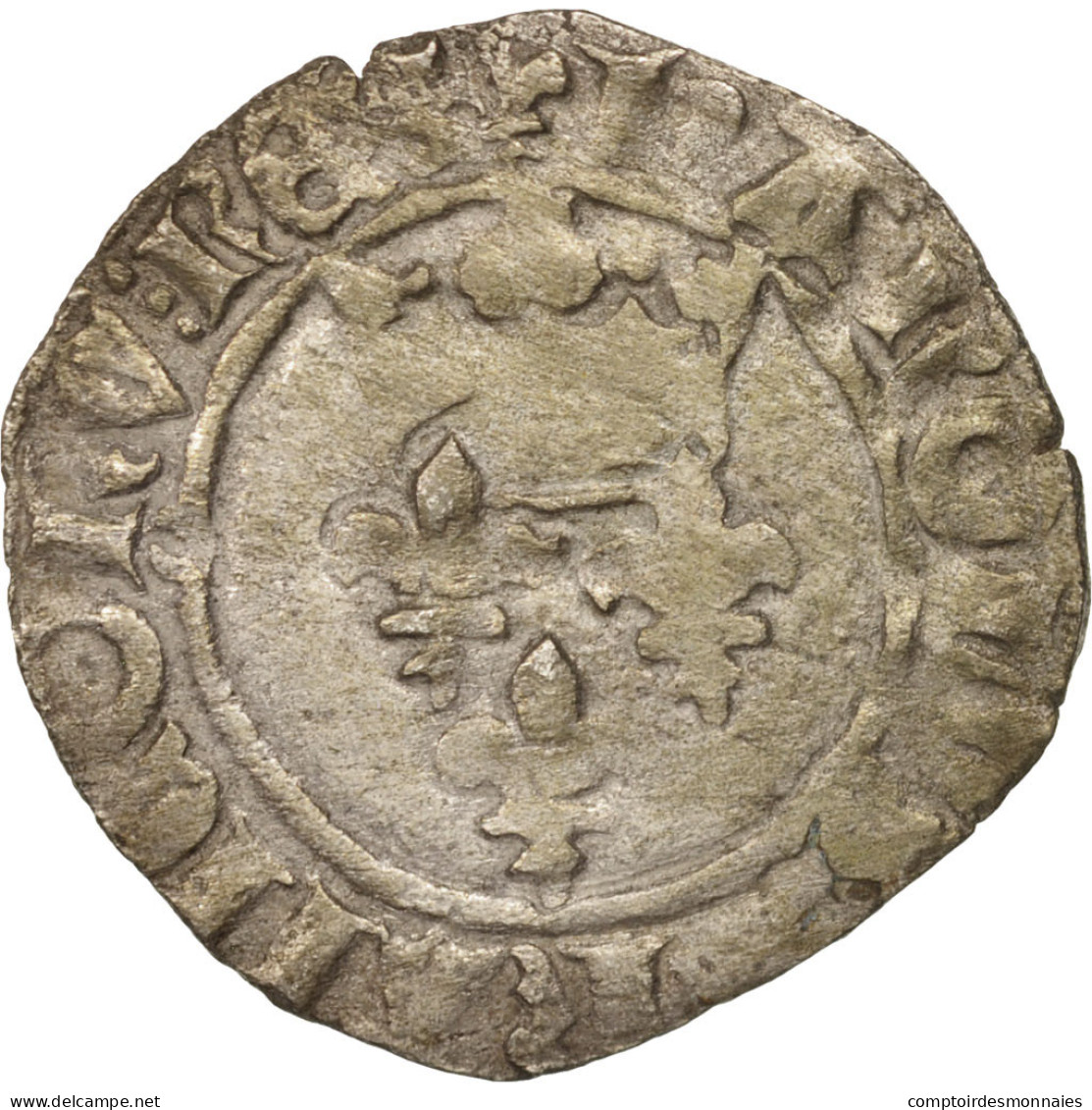 Monnaie, France, Charles VI, Florette, Troyes, TTB, Billon, Duplessy:405D - 1380-1422 Karl VI. Der Vielgeliebte