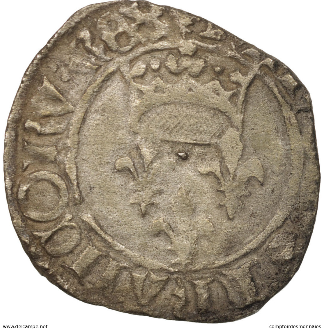 Monnaie, France, Charles VI, Florette, Troyes, TTB, Billon, Duplessy:405D - 1380-1422 Charles VI The Beloved