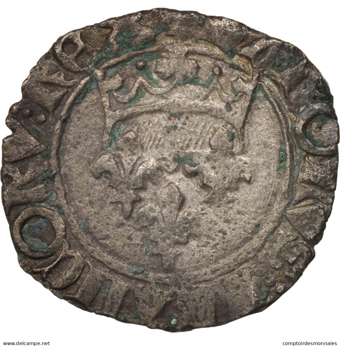 Monnaie, France, Charles VI, Florette, Troyes, TTB, Billon, Duplessy:405D - 1380-1422 Charles VI The Beloved