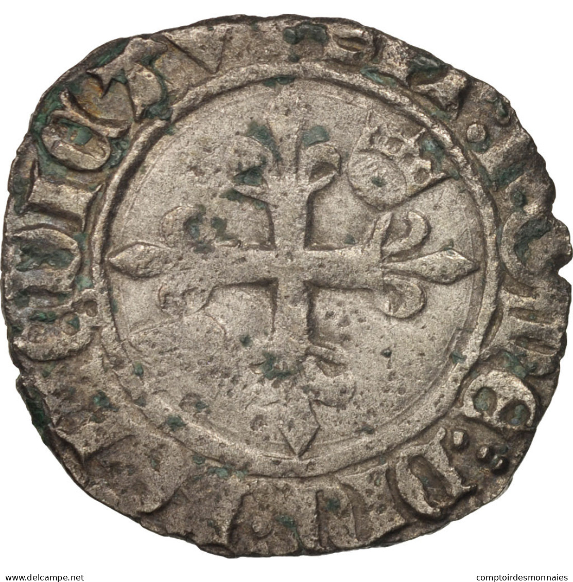 Monnaie, France, Charles VI, Florette, Troyes, TTB, Billon, Duplessy:405D - 1380-1422 Charles VI The Beloved