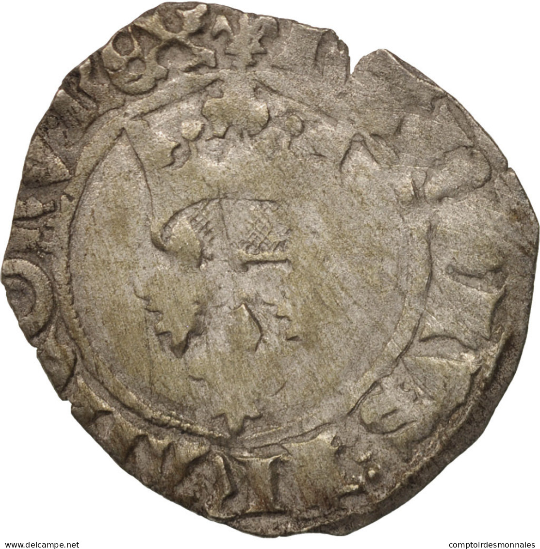 Monnaie, France, Charles VI, Florette, Troyes, TB+, Billon, Duplessy:405D - 1380-1422 Carlos VI El Bien Amado